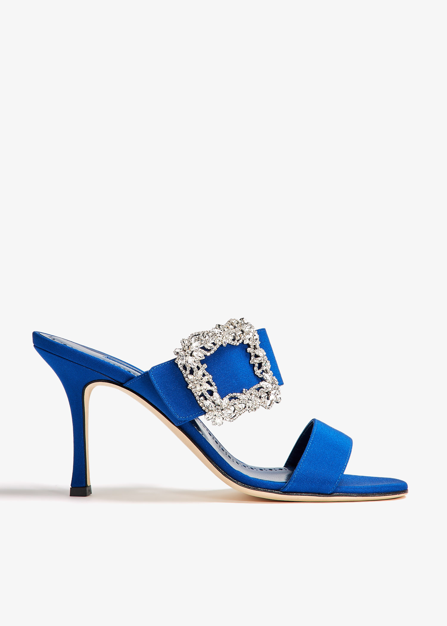 GABLE JEWEL | Black Crepe de Chine Jewel Buckle Mules