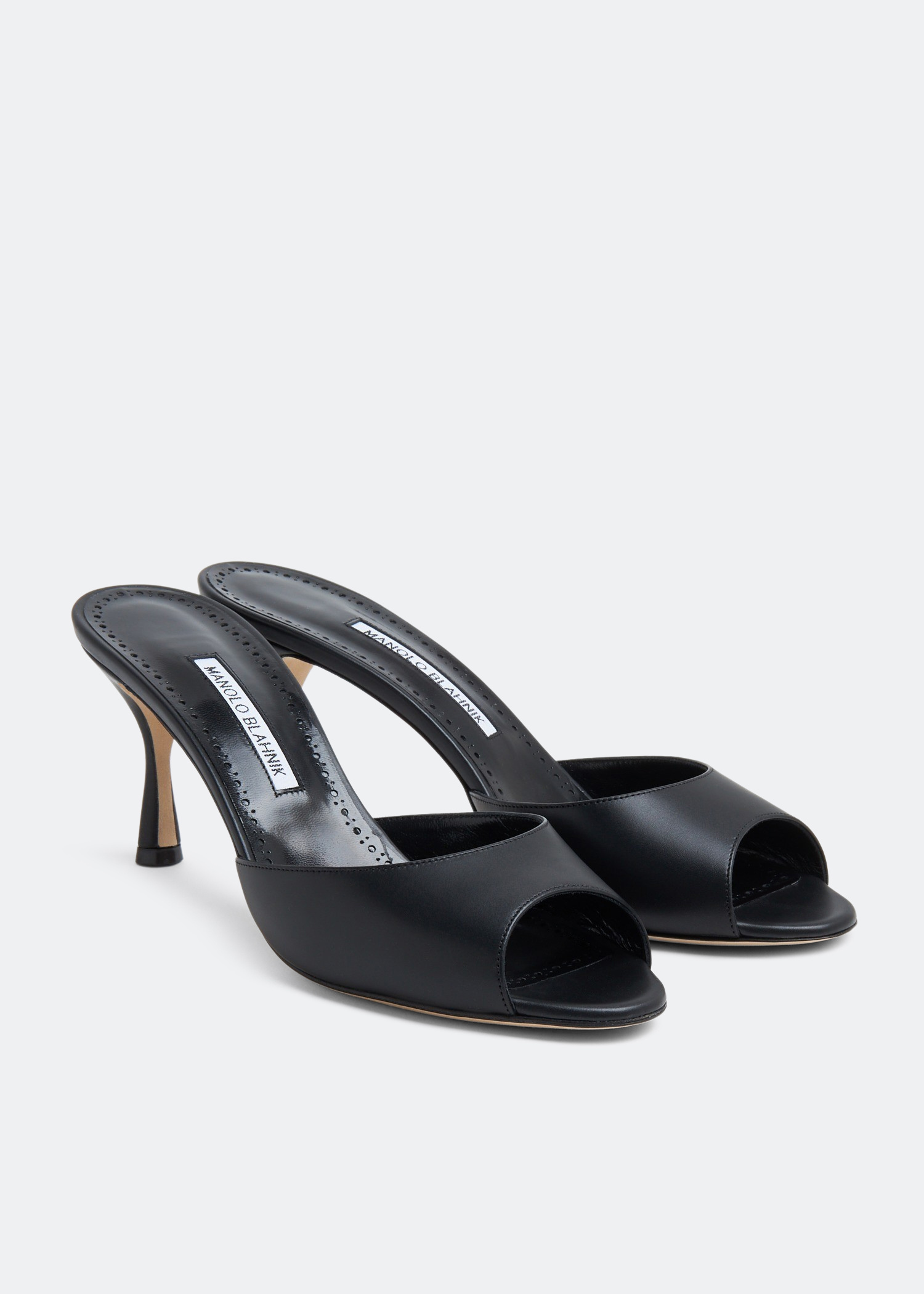 JADA | Black Calf Leather Open Toe Mules | Manolo Blahnik