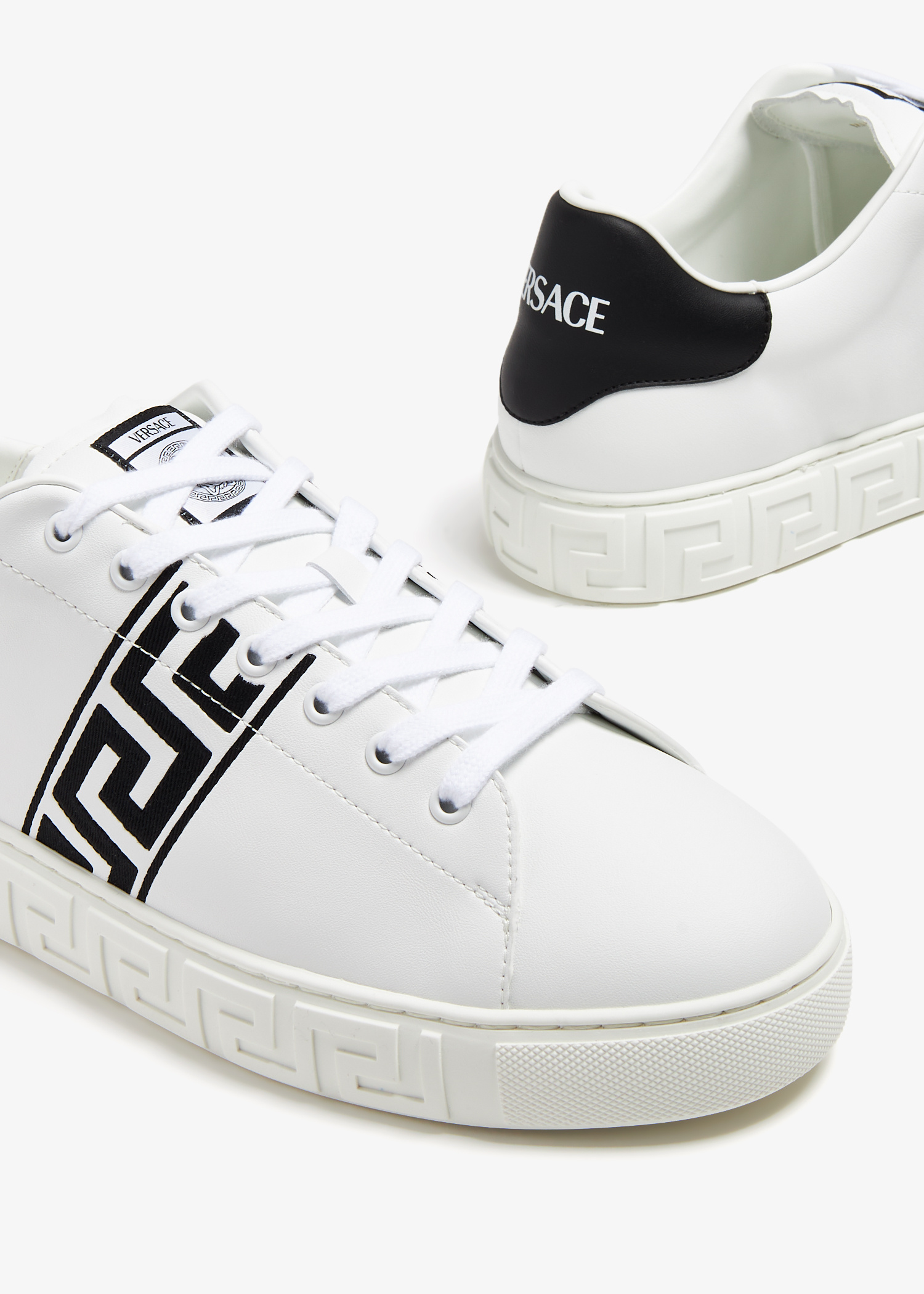 スニーカー VERSACE Men Sneakers 10144601A00776 2W020 WHITE Embroidered Greca Sneakers White,Print | VERSACE US
