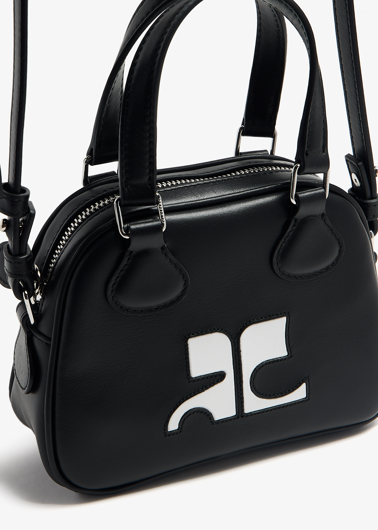 Courrèges Mini leather bowling bag for Women - Black in UAE