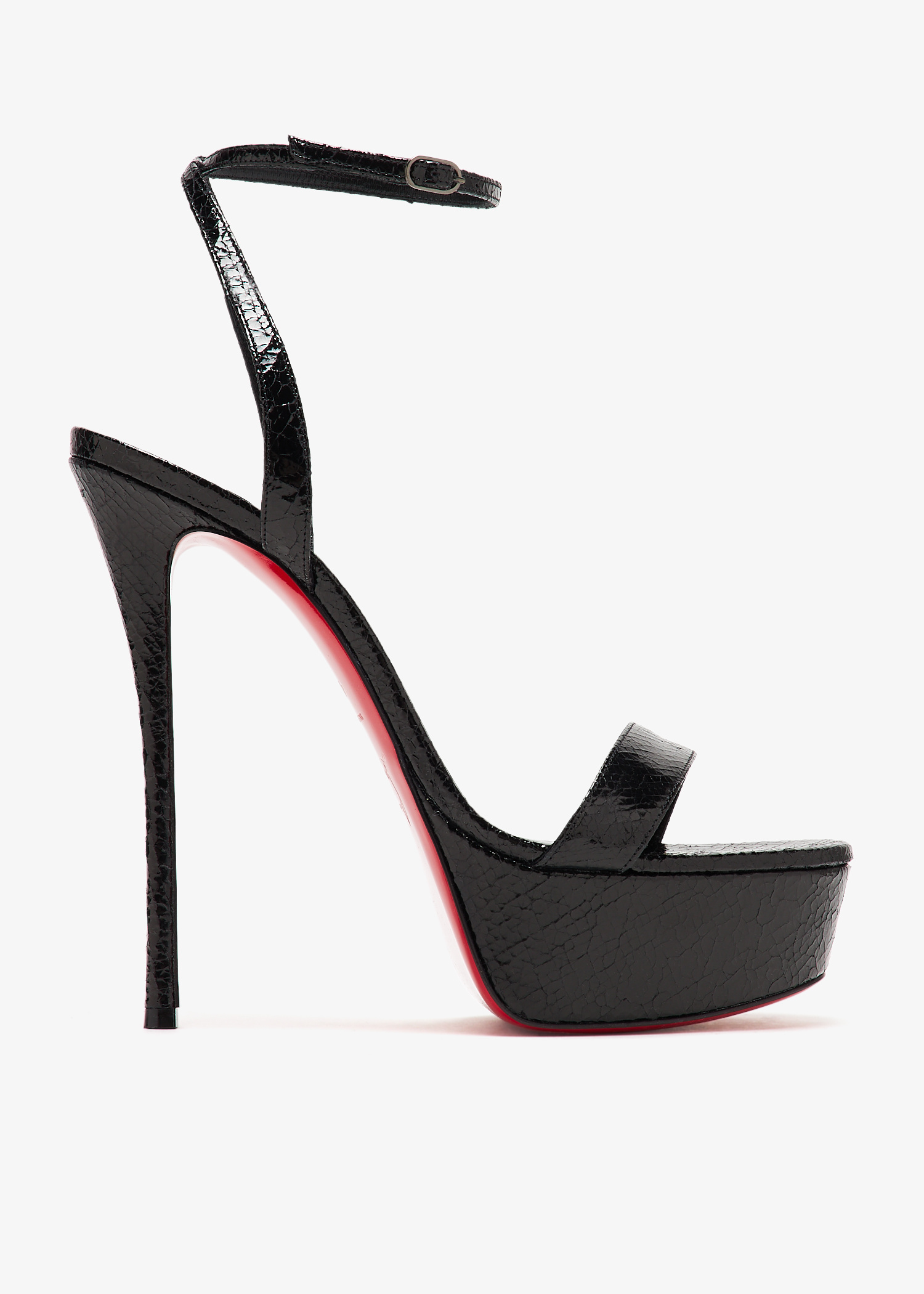 直営店Christian Louboutinロザリー・アルタサンダル150mm黒♪ Just Nothing Alta - 150 mm Mules - TPU and patent calf
