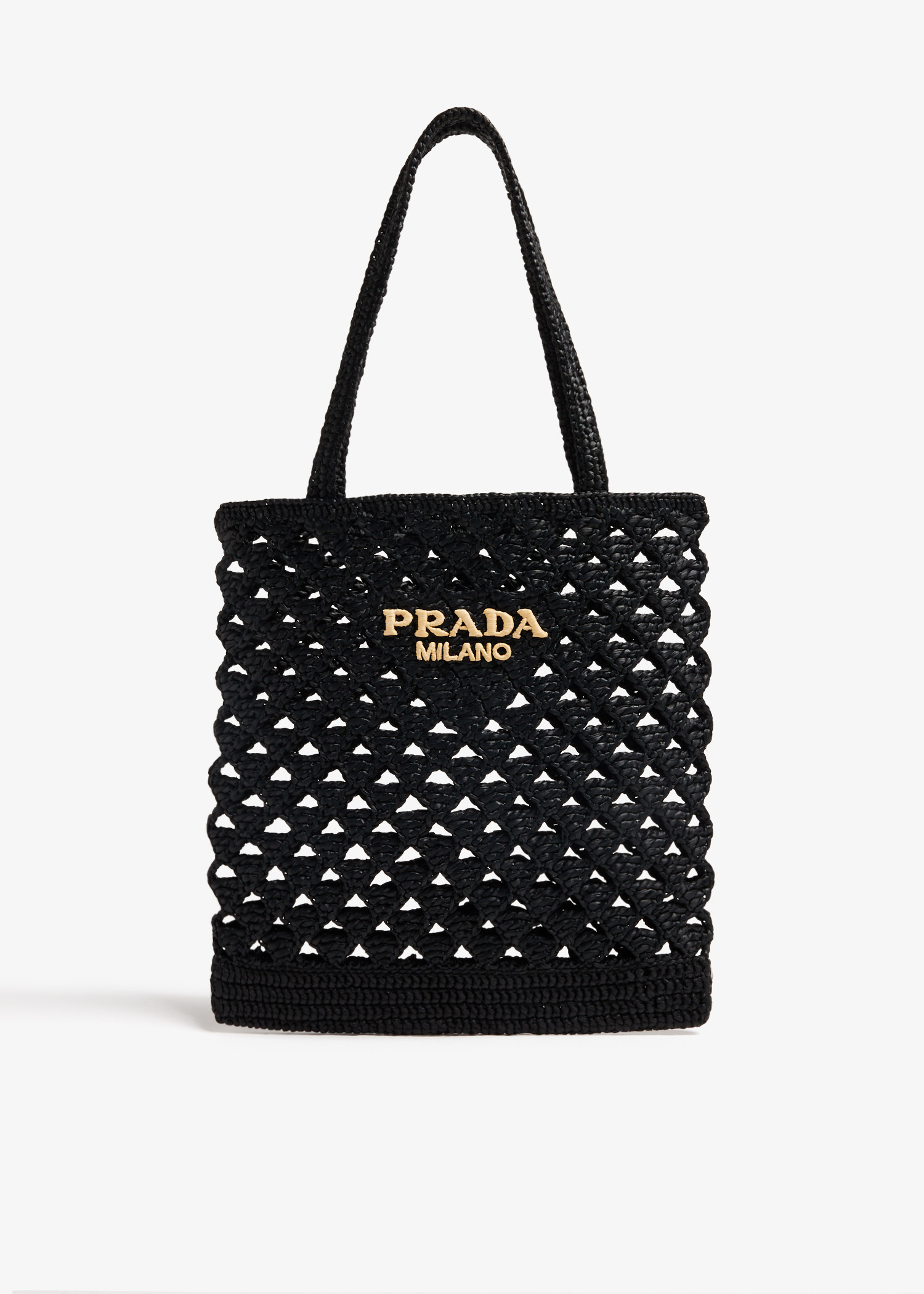 Prada Woven fabric crochet tote bag for Women - Black in KSA
