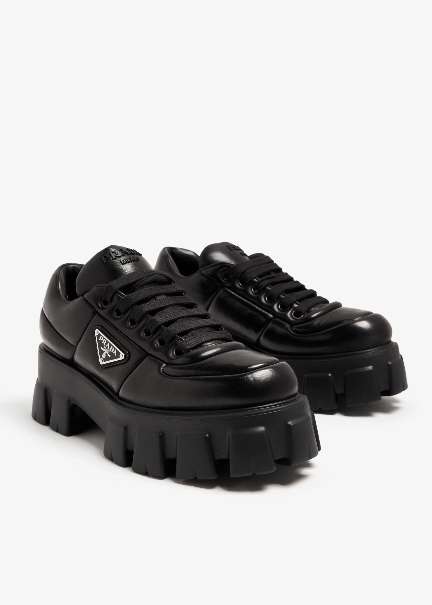Prada Monolith padded leather lace-up shoes for Women