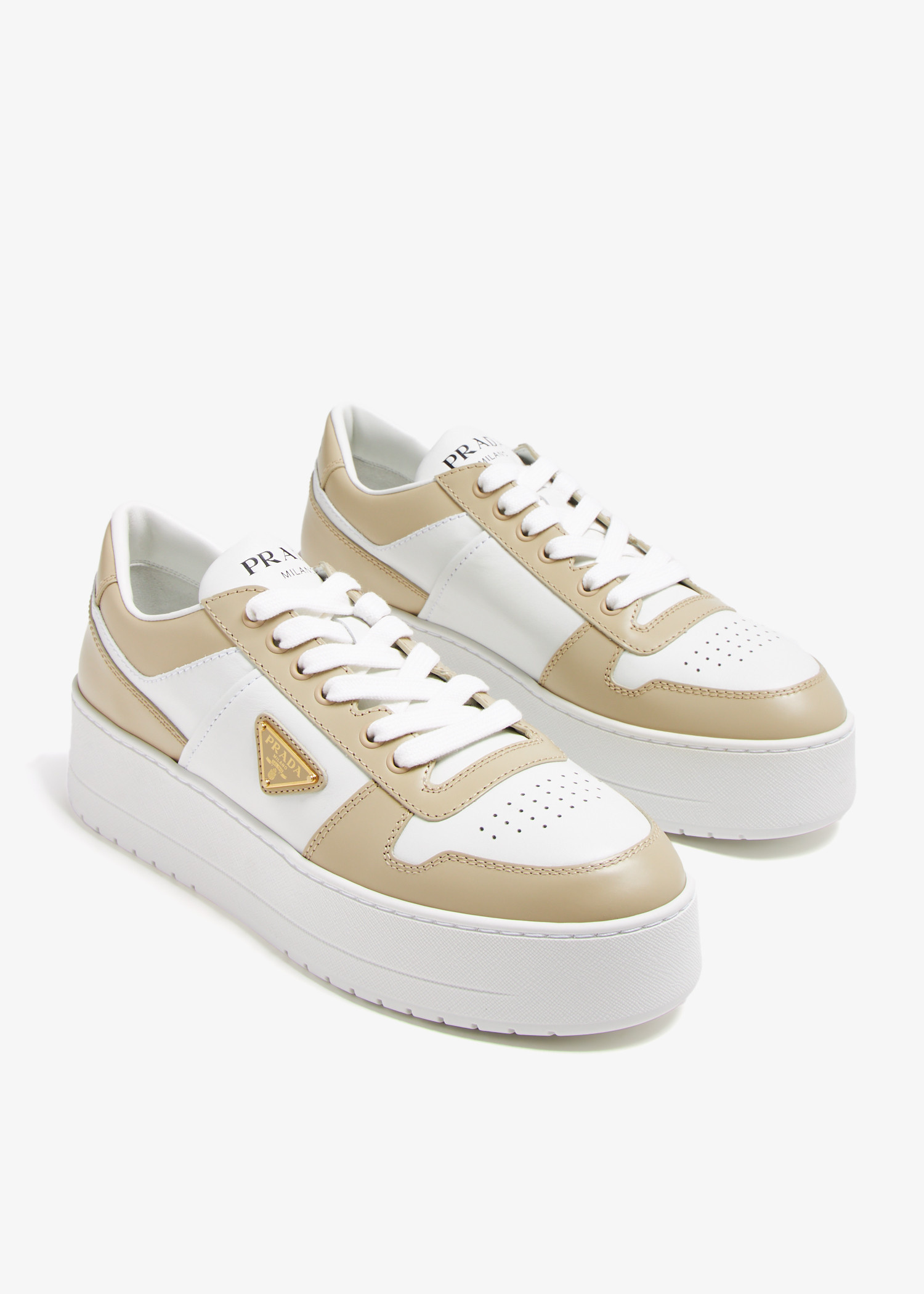 Prada Downtown Bold leather sneakers for Women - White in