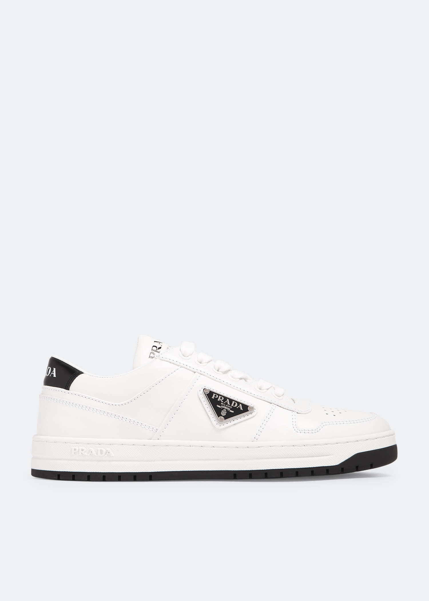Prada Downtown perforated leather sneakers for Women - White