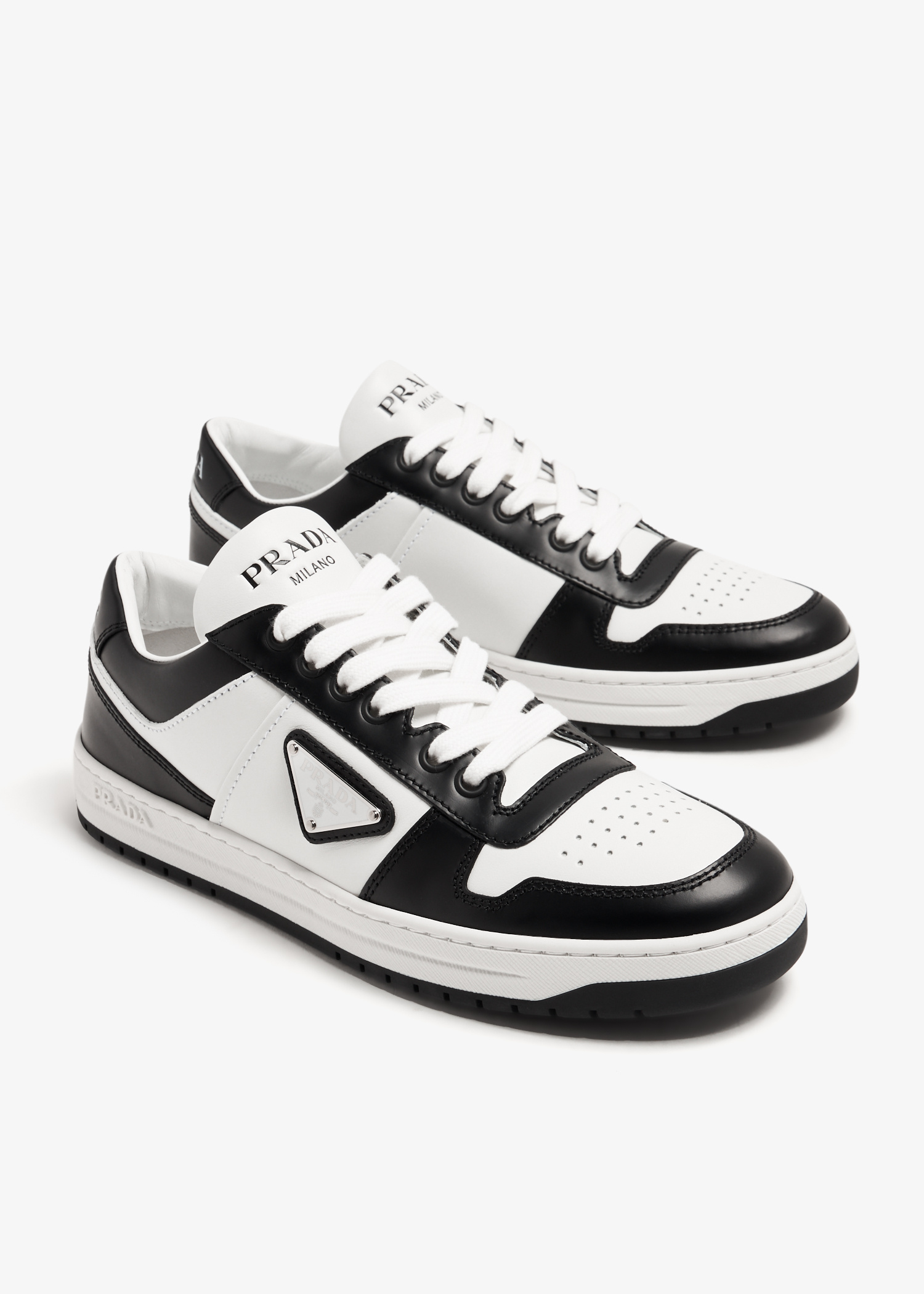 Prada Downtown perforated leather sneakers for Women - White