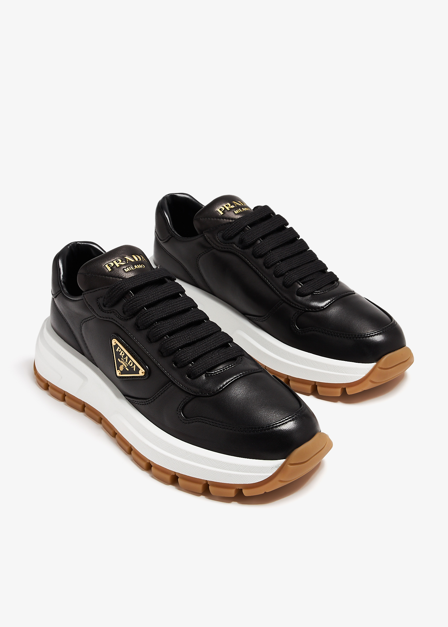 Prada Leather sneakers for Women - Black in Qatar | Level Shoes
