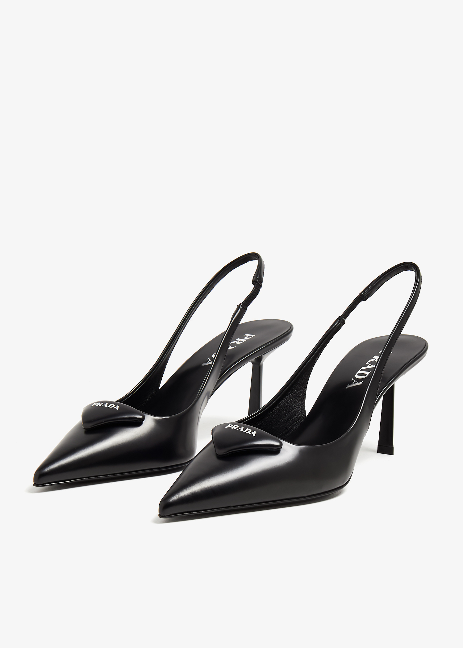 Prada Brushed leather slingback pumps for Women - Black in