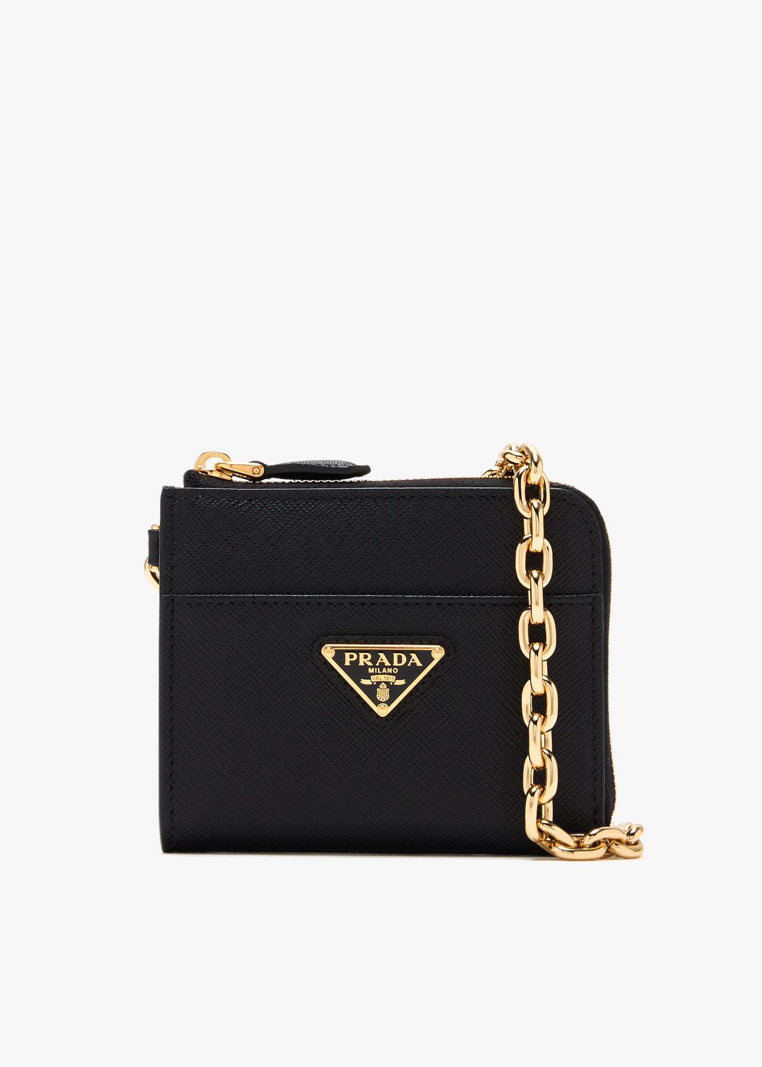 Prada Small Saffiano leather zipper wallet for Women - Black