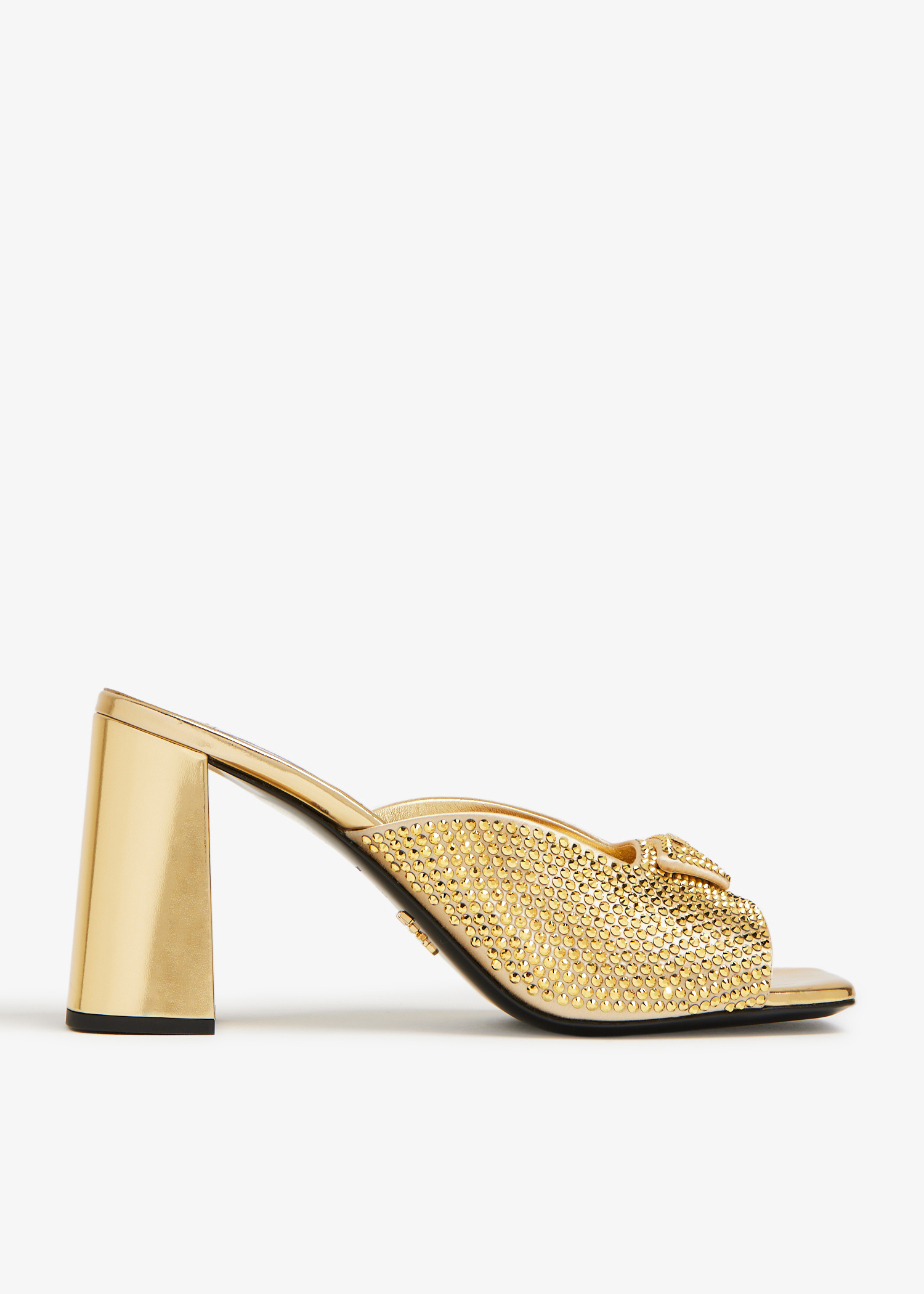 在庫一掃セール売れ筋ランキング Satin Prada crystal UAE in Gold - Women for slides heeled 靴