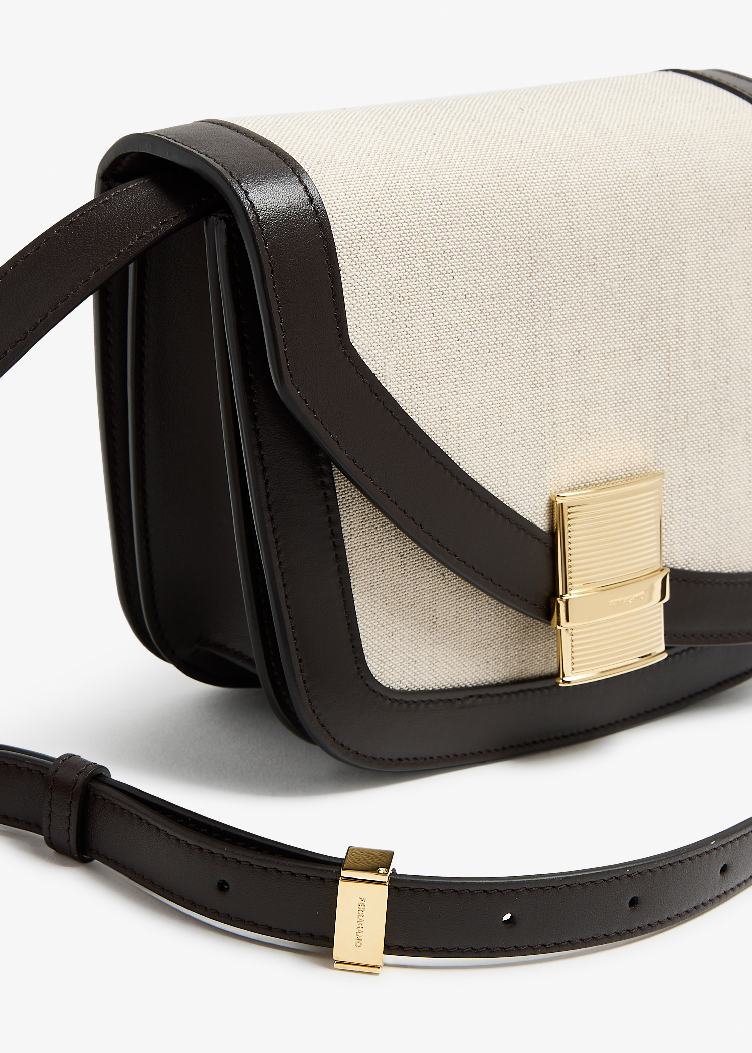 Ferragamo Small Asymmetric Leather Crossbody Bag | Black
