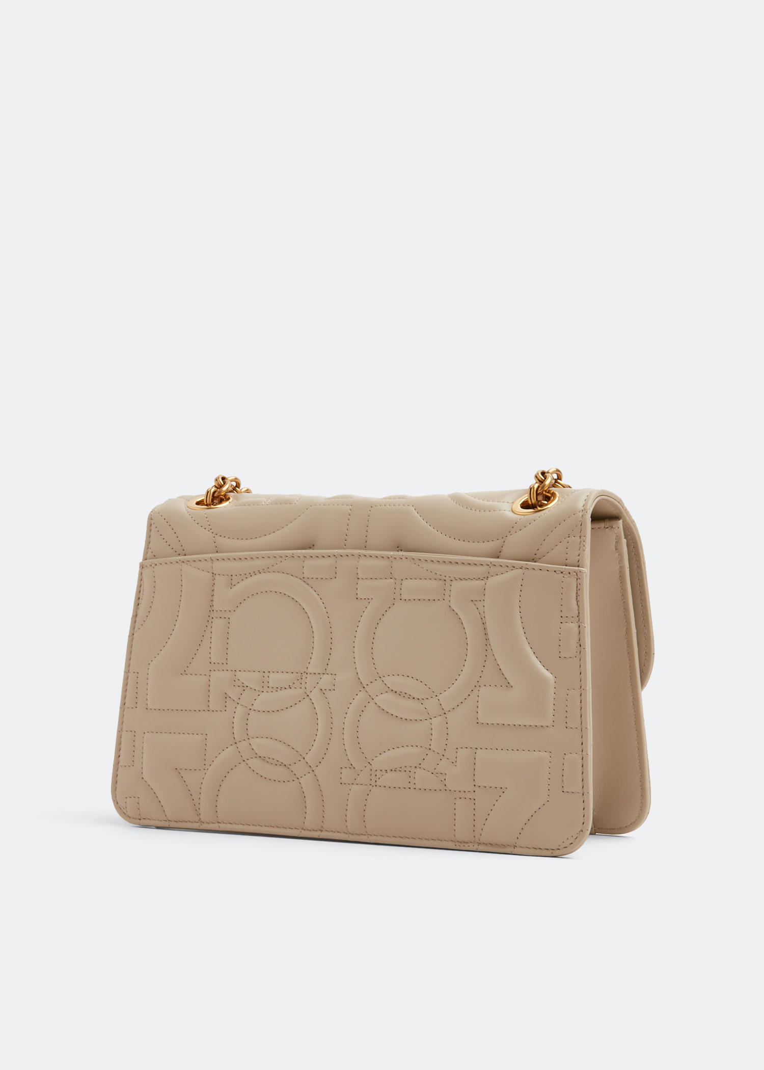 Ferragamo Quilted Gancini large flap bag for Women - Beige