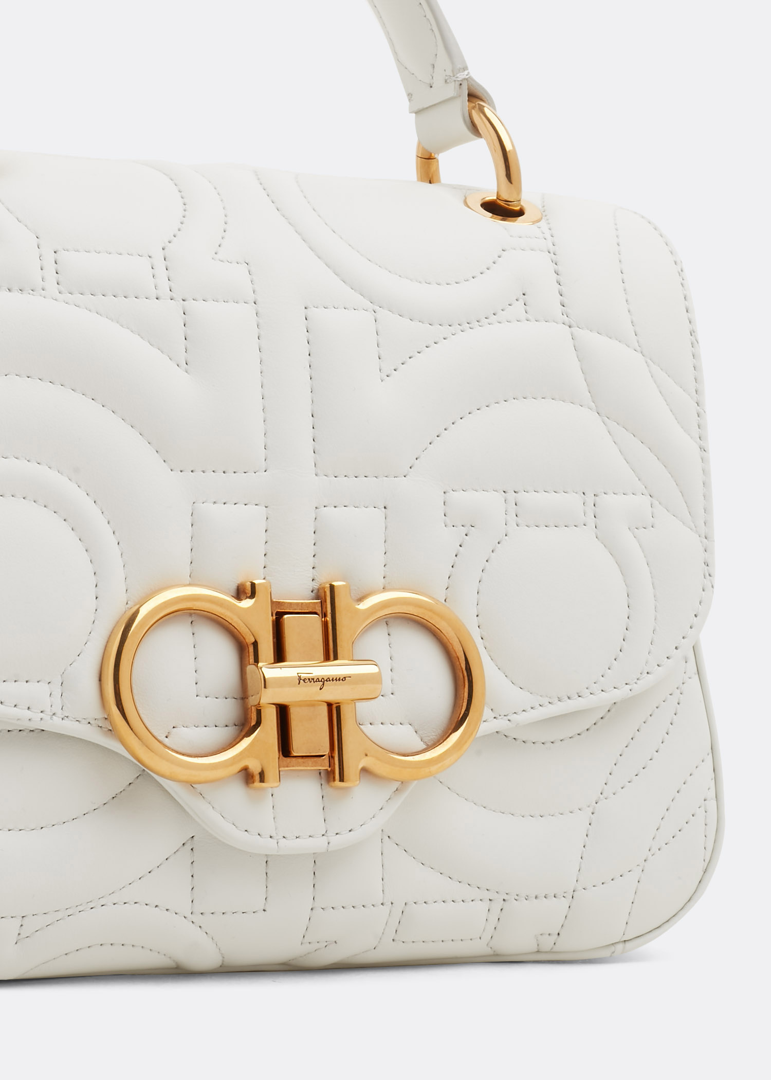 Ferragamo Quilted Gancini top handle bag for Women - White