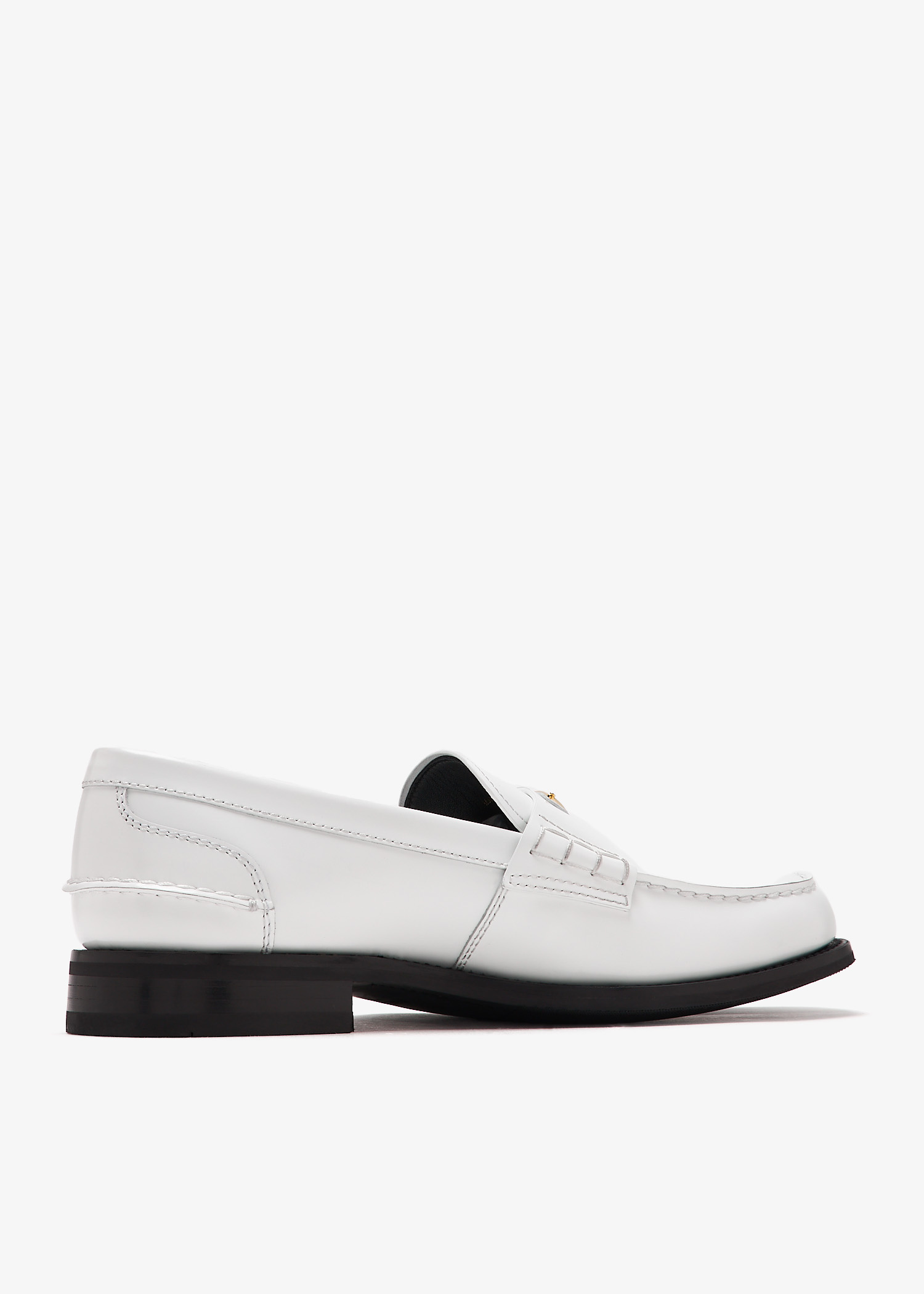 PRADA Men's 'Monolith' Brushed Leather Loafers Bianco White