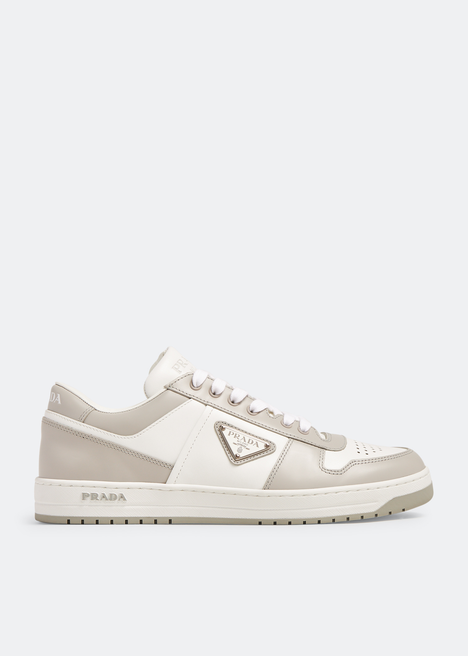 Prada Downtown leather sneakers for Men - Grey in Qatar