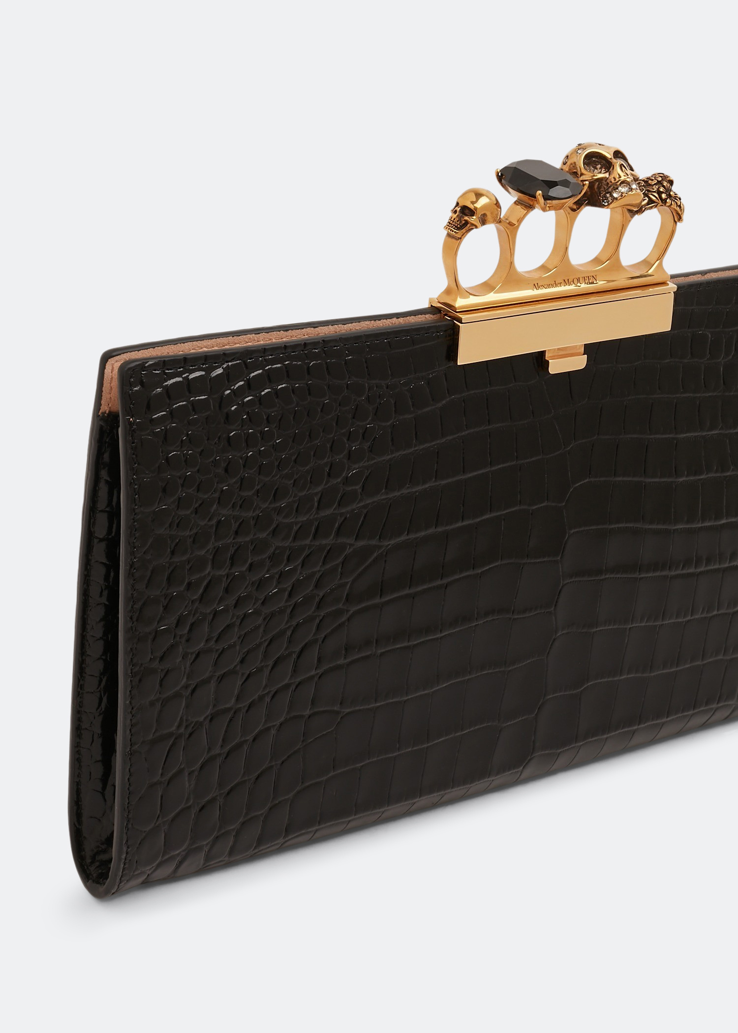 【Alexander McQueen】JEWELLED FLAT POUCH◆5705821HB00 McQueen Jewelled flat pouch for Women - Black in KSA | Level