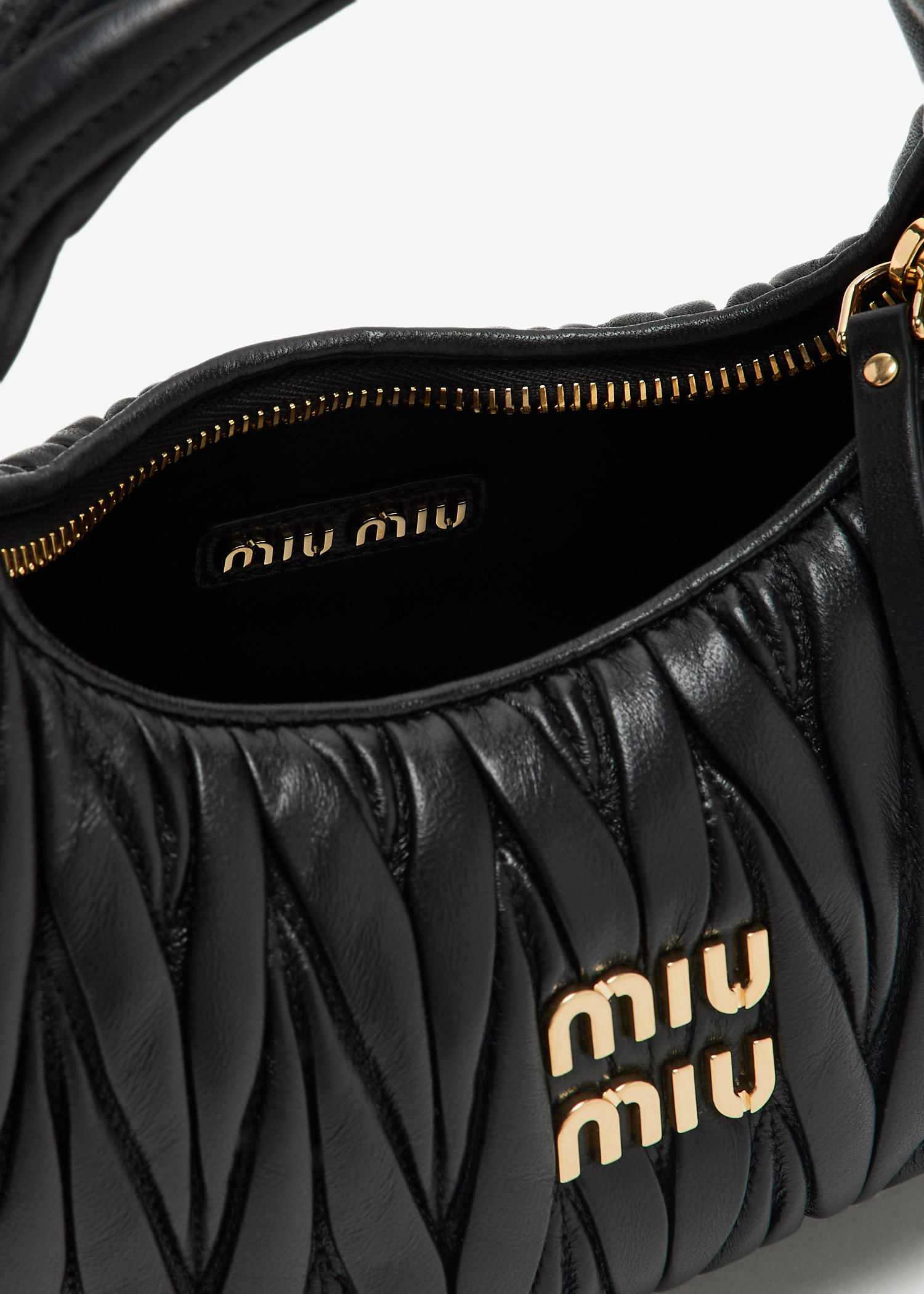 Miu Miu Wander matelassé small hobo bag for Women - Black in
