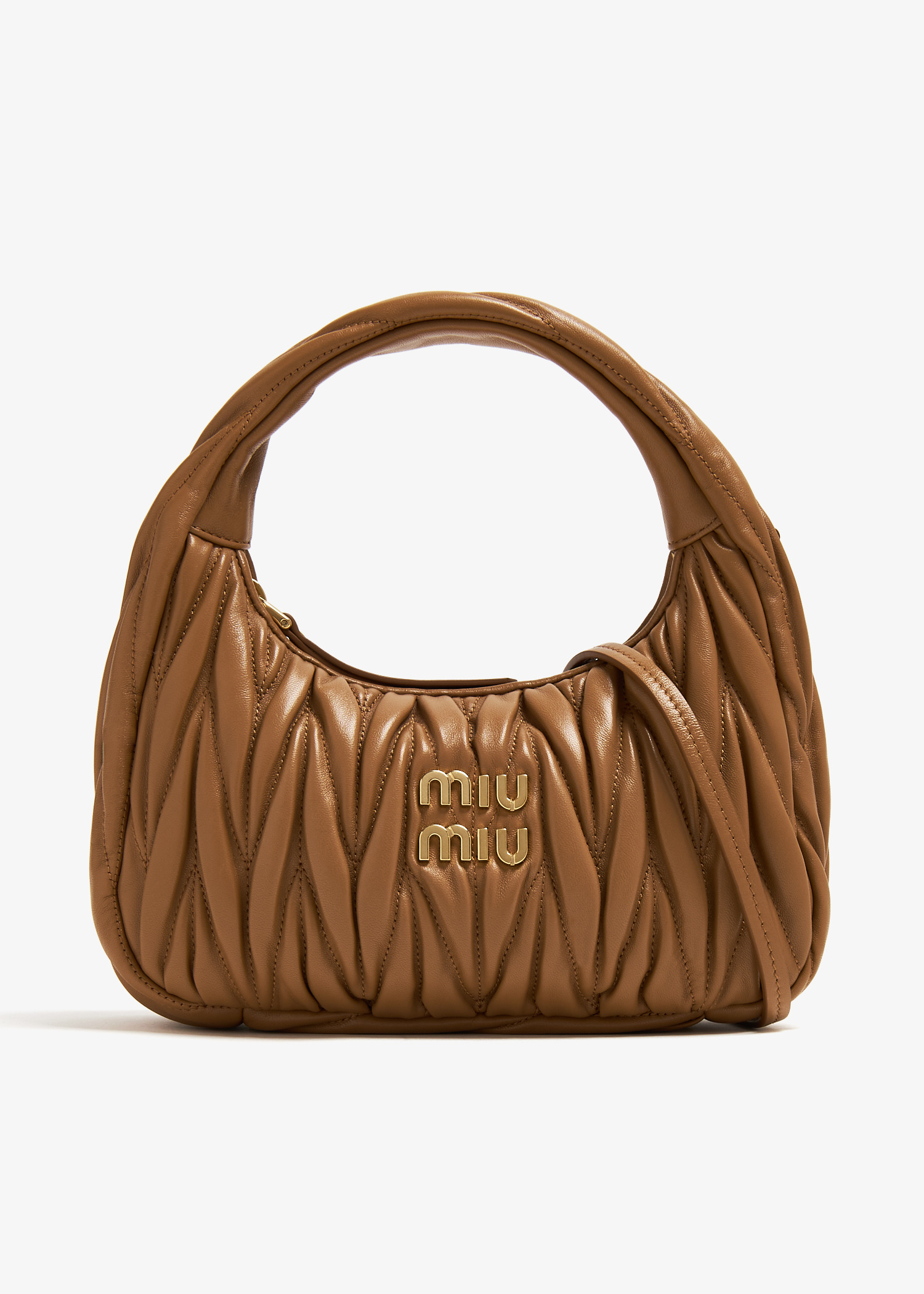 Miu Miu Wander matelassé mini hobo bag for Women - Brown in