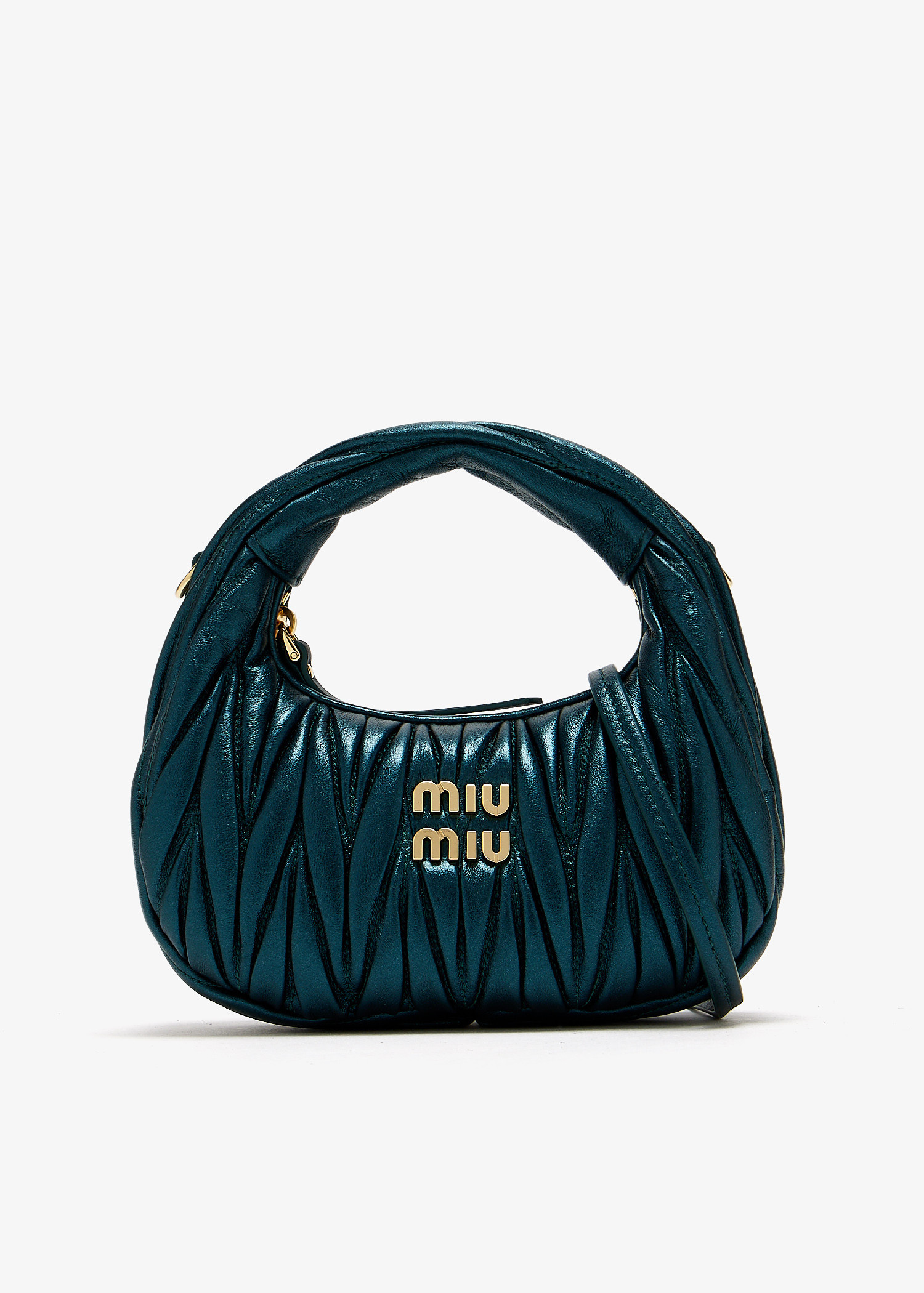 Miu Miu Wander matelassé nappa leather hobo mini-bag for