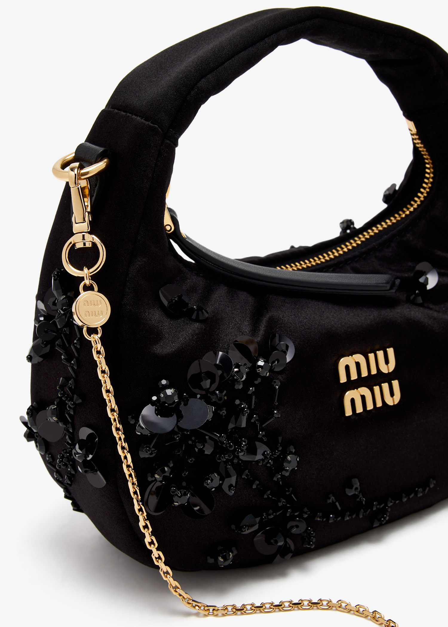 【日本入手困難】Wander embroidered duchesse mini-bag Black Wander Embroidered Duchesse Mini-bag | Miu Miu