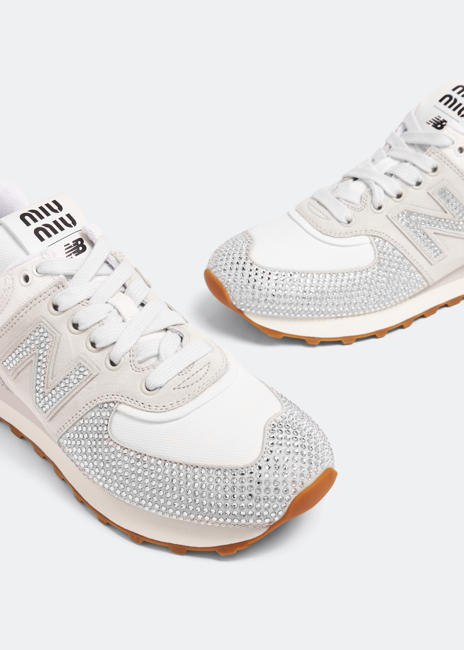 Miu Miu｜ (5NR036 AF8W F0NBL) Miu Miu x New Balance 574 sneakers for Women - White in