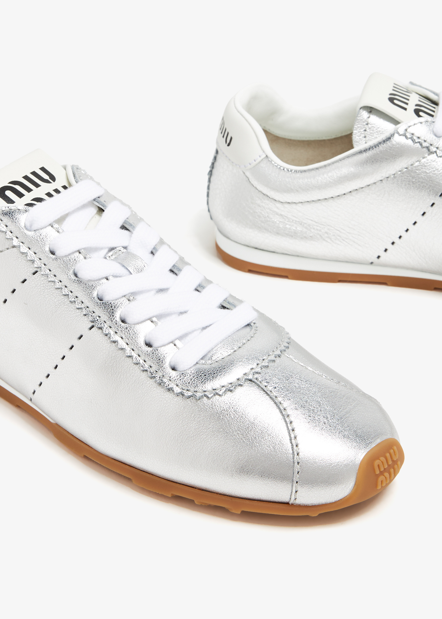 人気ブランド新作豊富 Miu Miu UAE in Silver - Women for sneakers leather Mordoré バレエシューズ