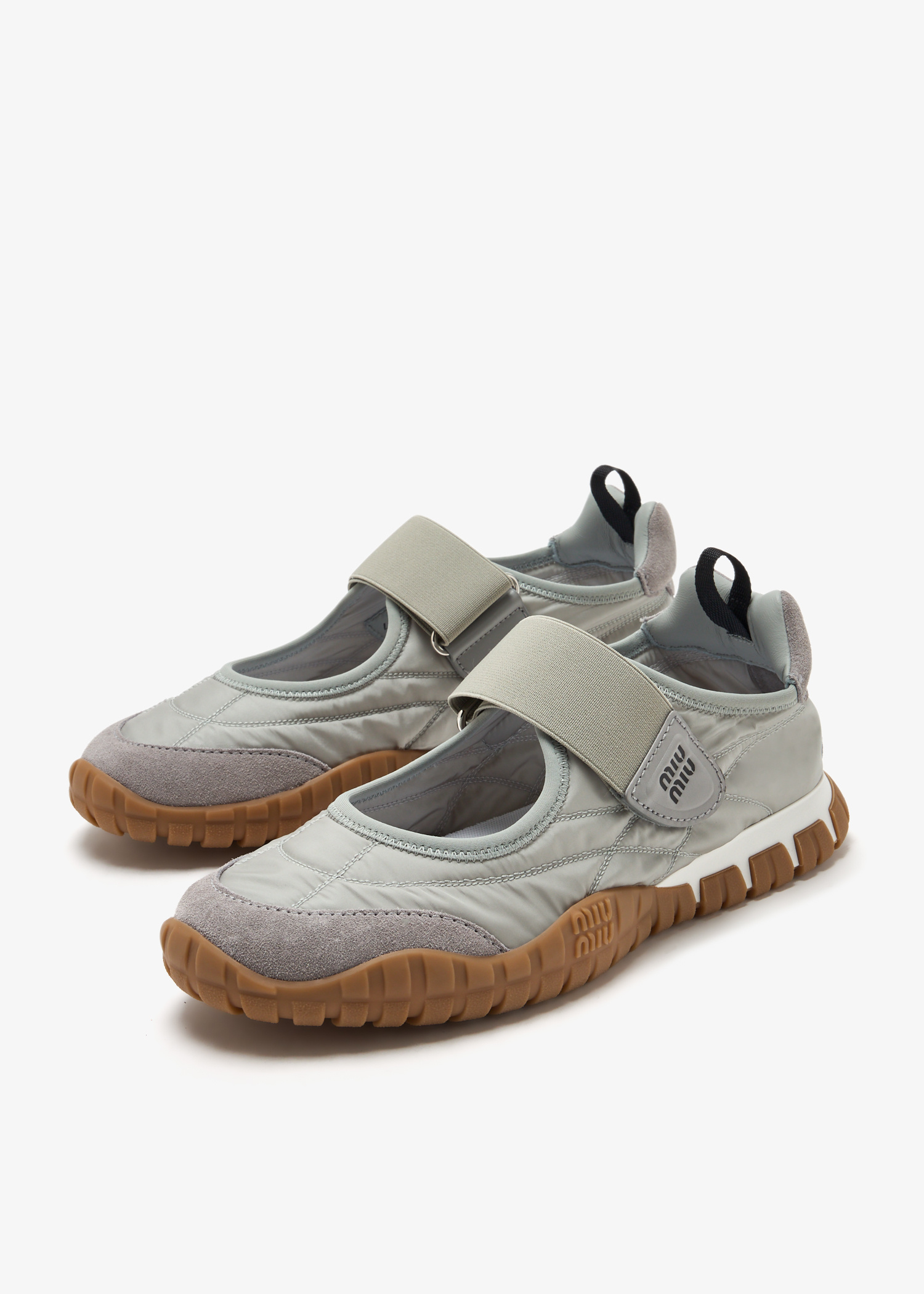 大人女性の Miu Women for ballerinas suede and fabric technical Tyre Miu ブーツ