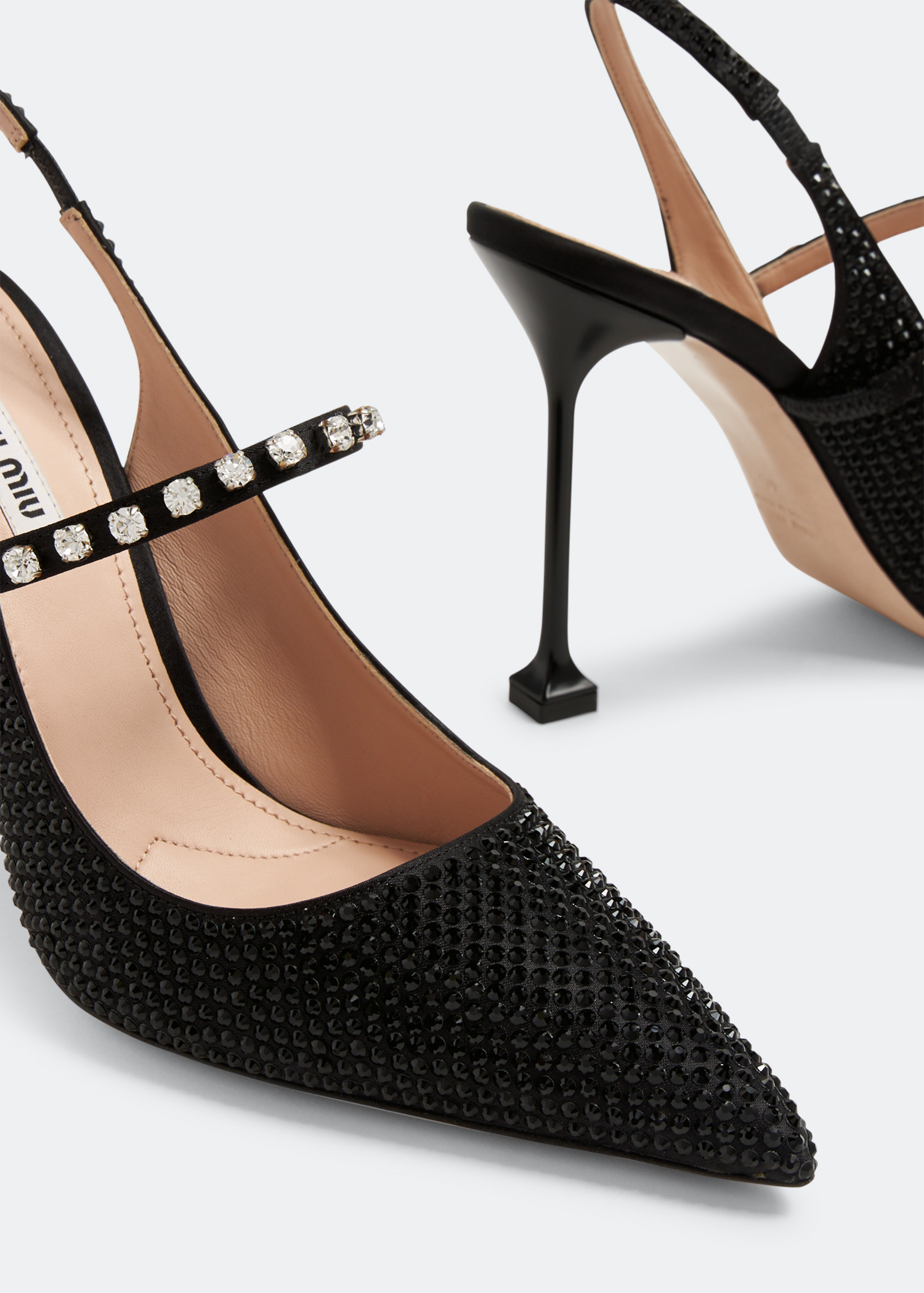 Miu Miu Crystal slingback pumps for Women - Black in Qatar