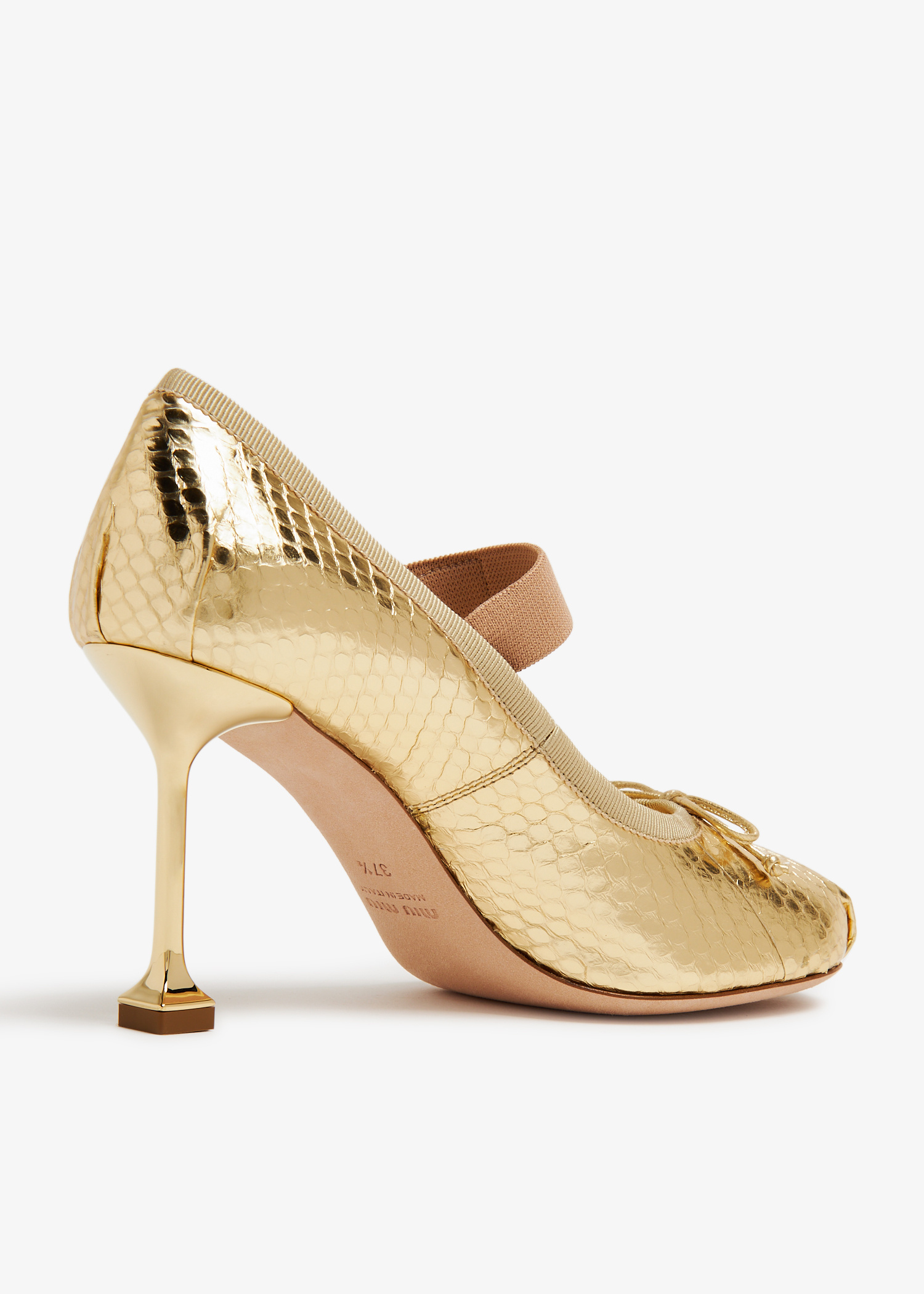 サンダル・ミュール MiuMiu SS25 Gold leather pumps (5I430EF085X20 F0W3L) Miu Miu Ayers leather pumps for Women - Gold in Qatar