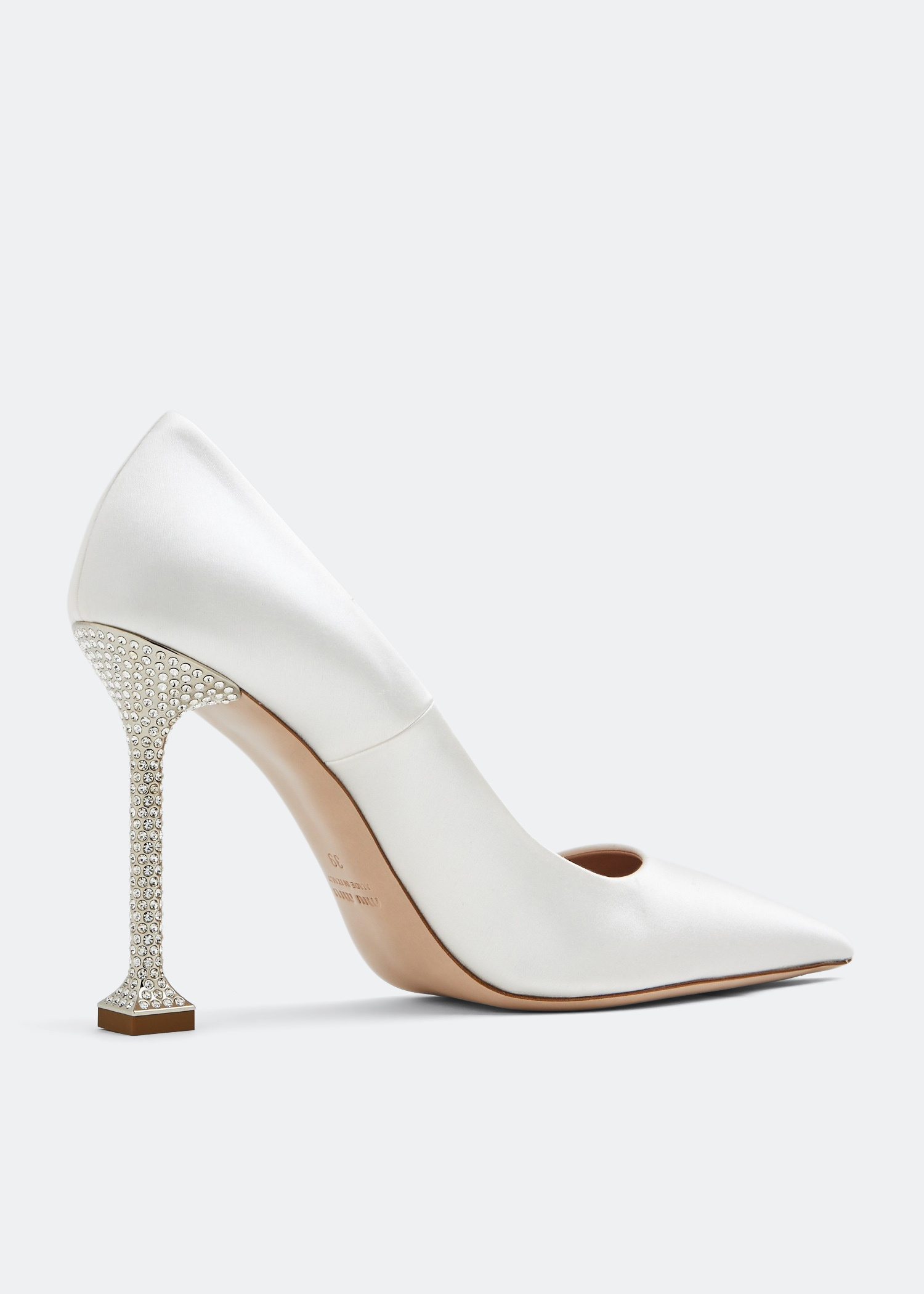Miu Miu Satin crystal heel pumps for Women - White in Qatar
