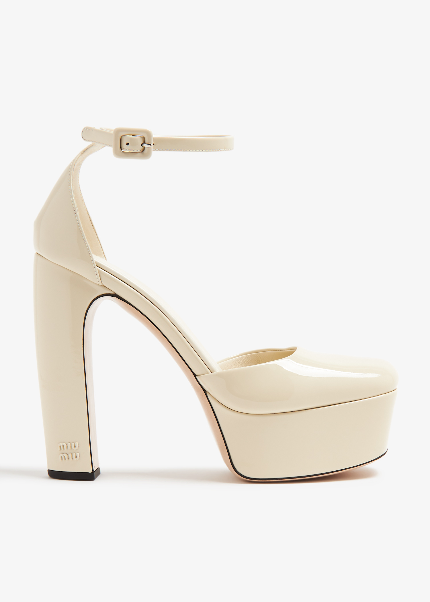 Miu Miu Patent leather platform pumps for Women - White in