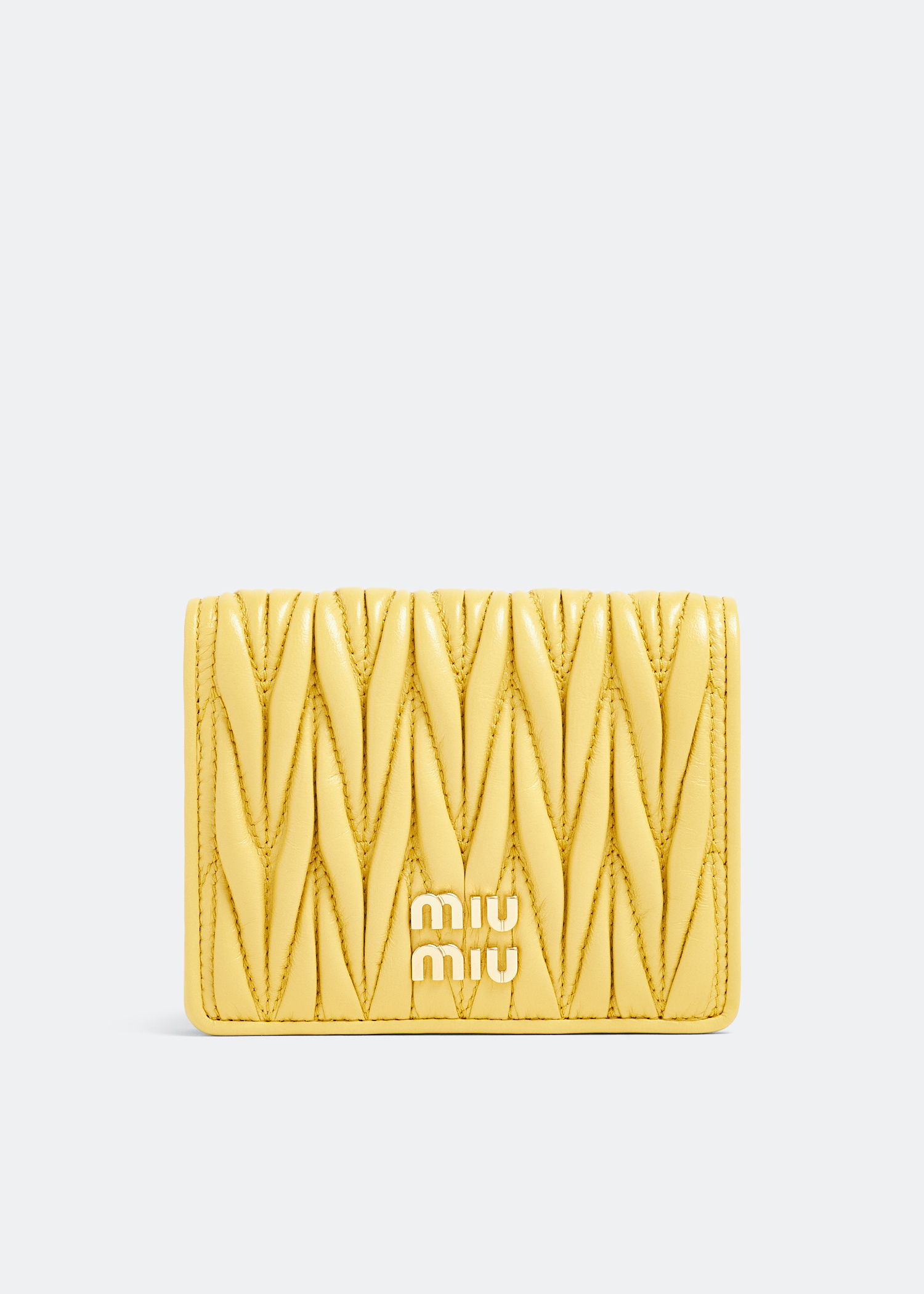 Miu Miu Matelassé leather small wallet for Women - Yellow in
