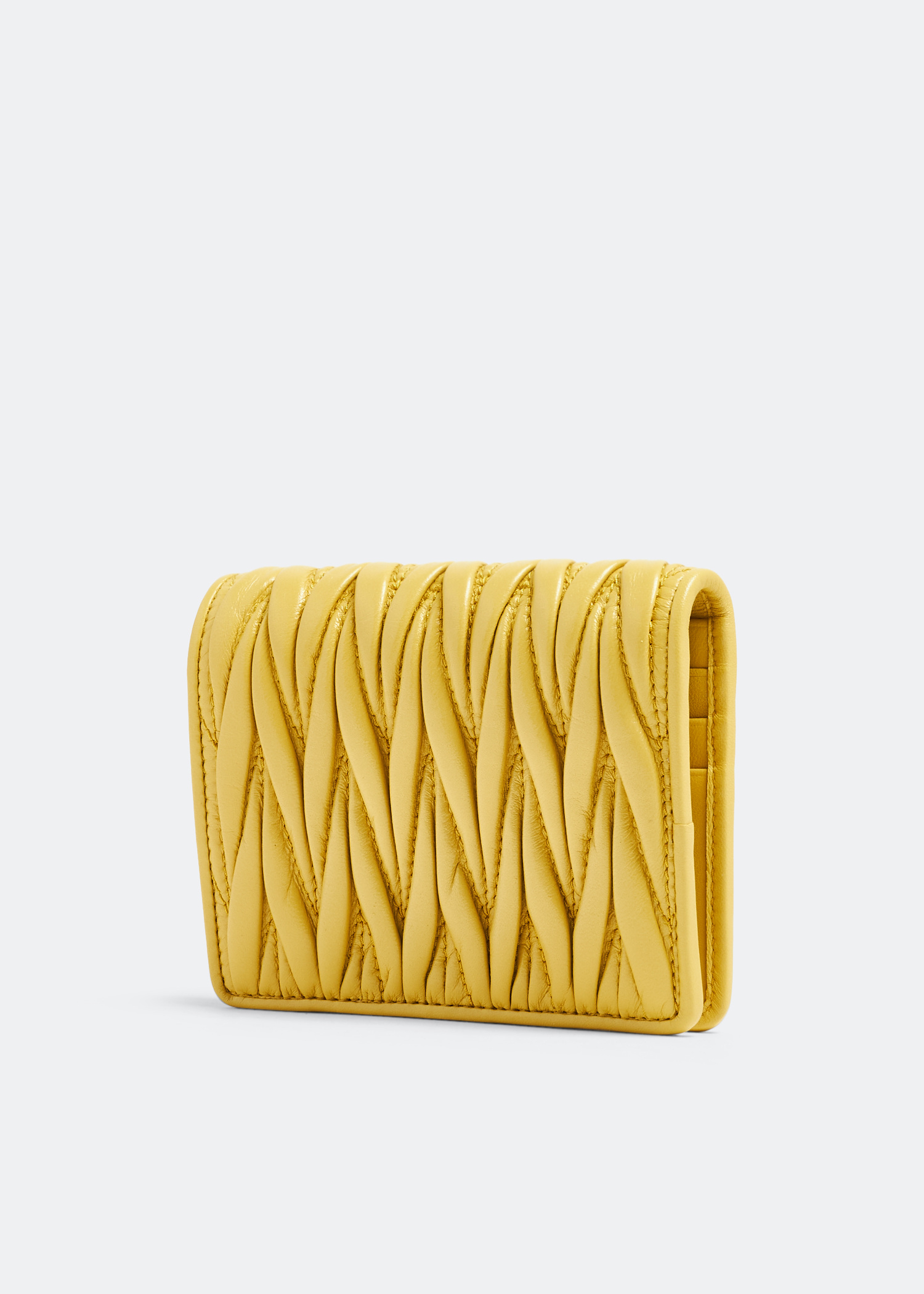 Miu Miu Matelassé leather small wallet for Women - Yellow in