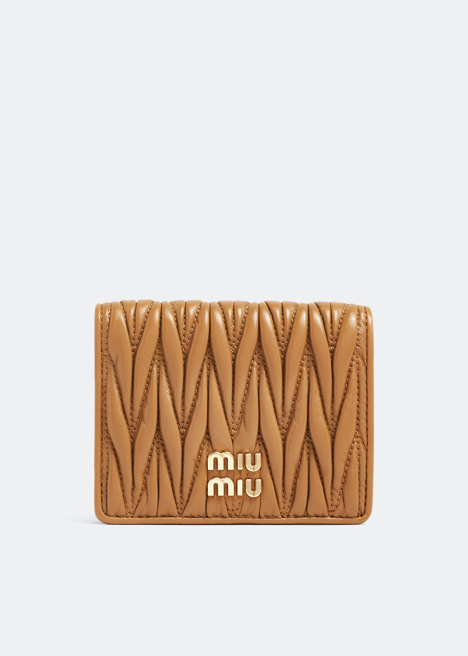 Miu Miu Matelassé leather small wallet for Women - Brown in