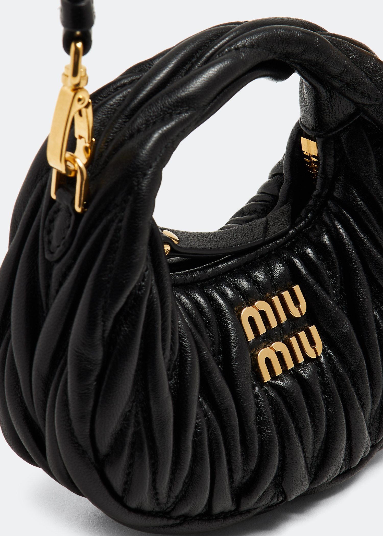 Miu Miu Wander matelassé mini hobo pouch for Women - Black