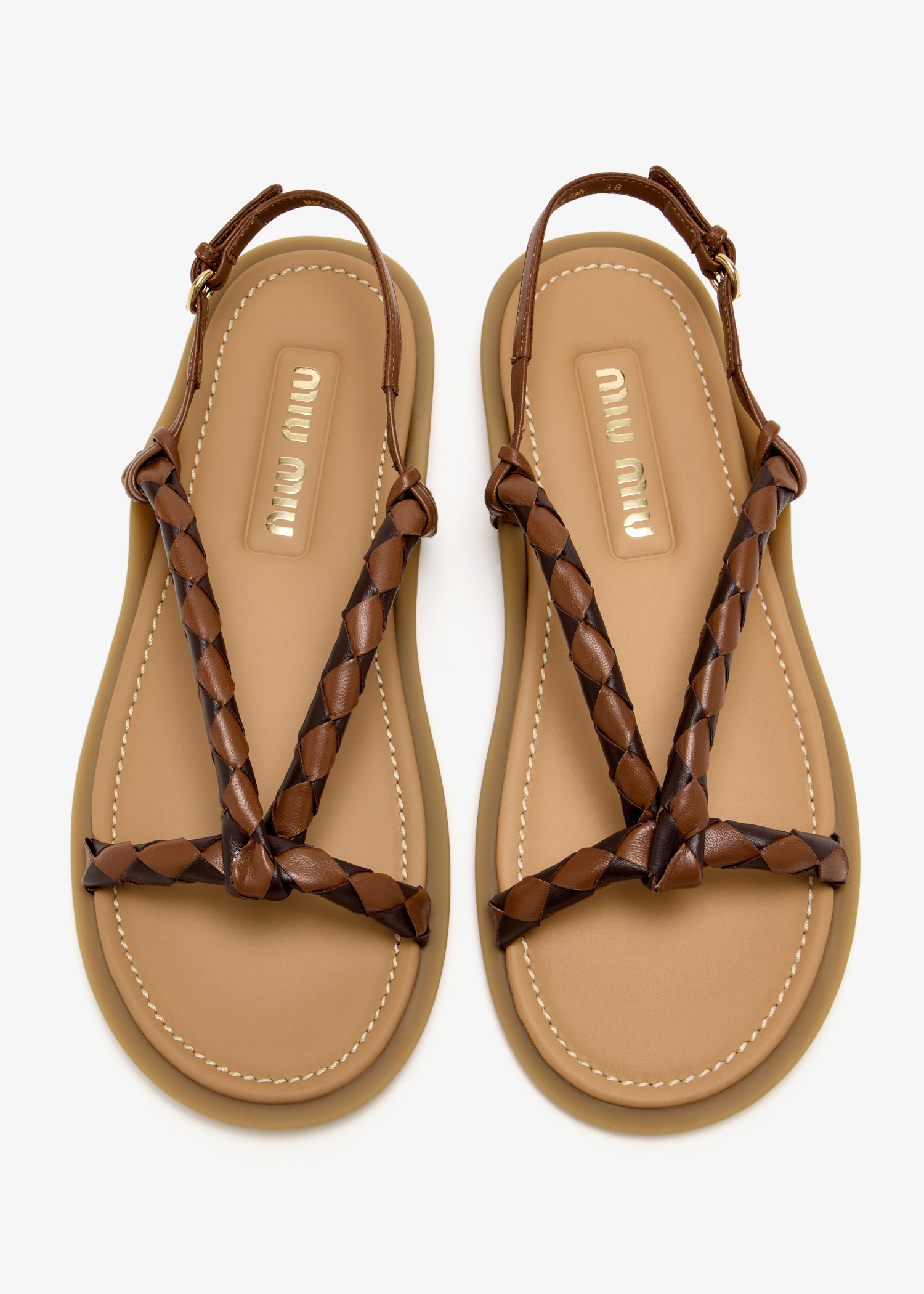Miu Miu Braided leather sandals for Women - Brown in Qatar