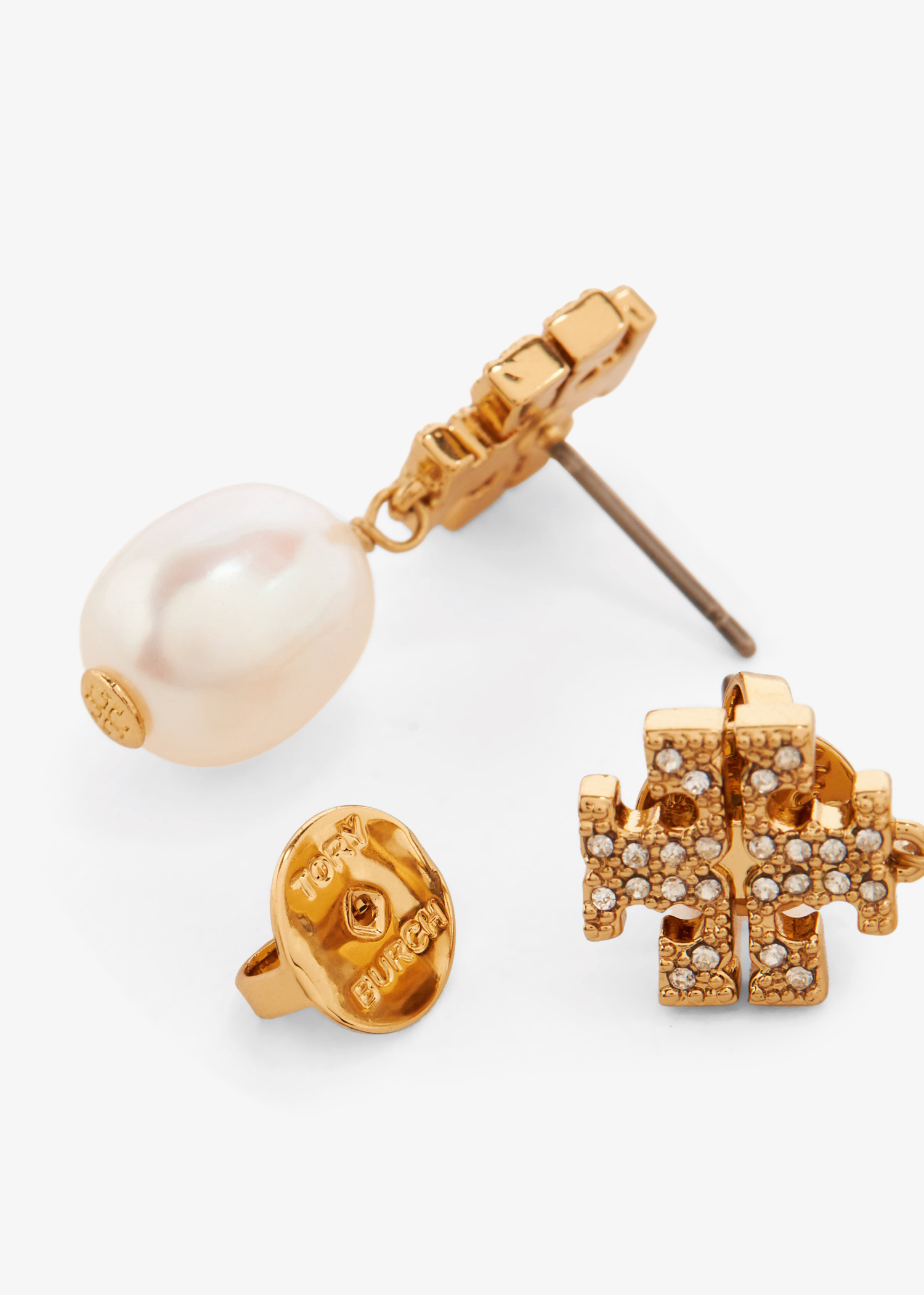 Tory Burch Kira pavé pearl drop earrings for Women - Gold in
