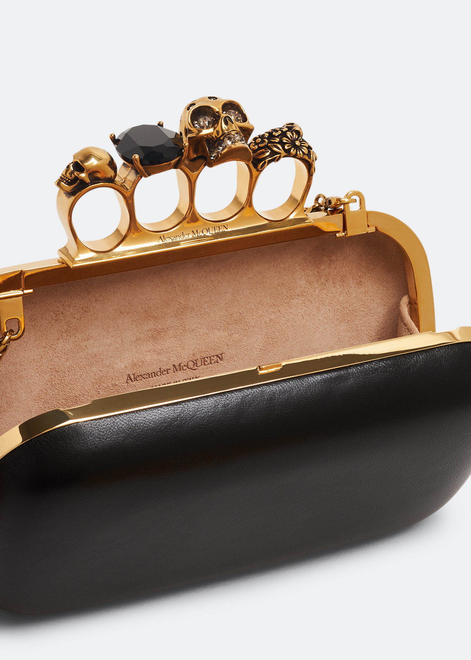 McQueen Knuckle clutch for Women - Black in UAE | Level Shoes