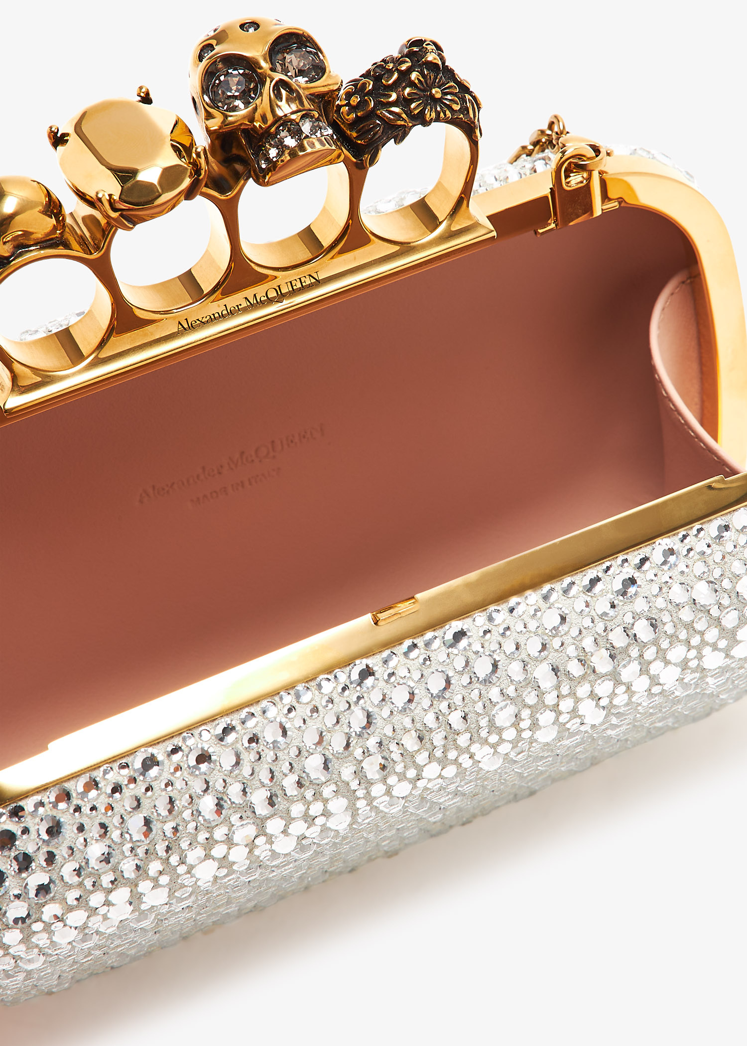 McQueen Skull Four Ring clutch for Women - Silver in UAE