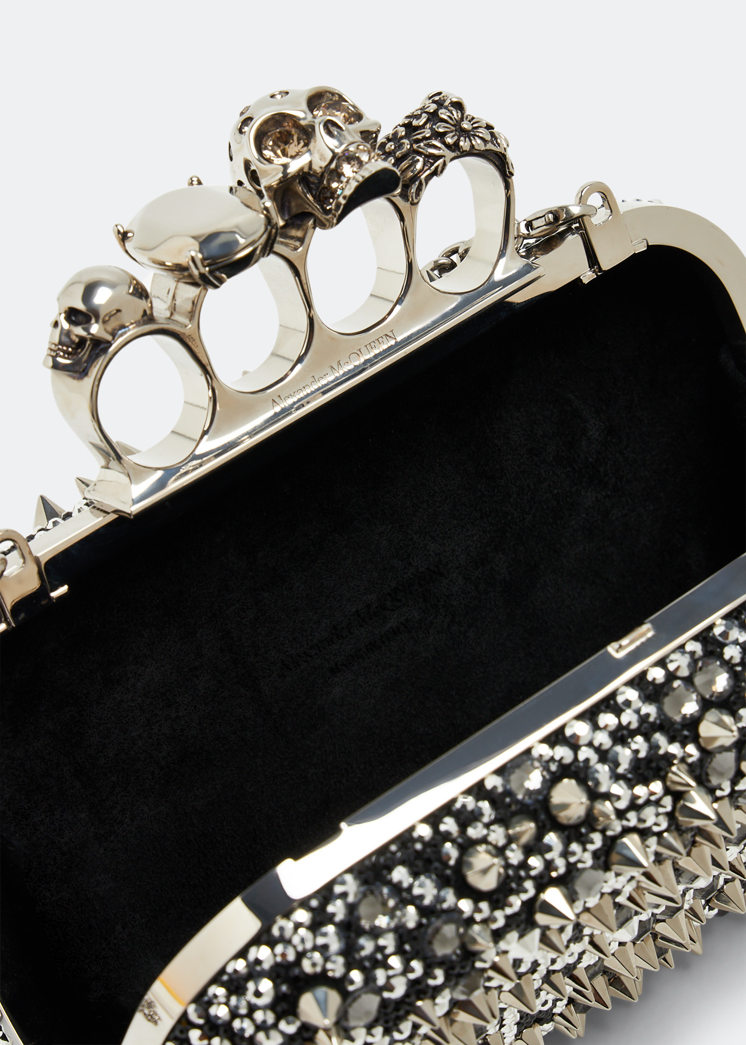 McQueen Skull Four Ring clutch for Women - Silver in UAE