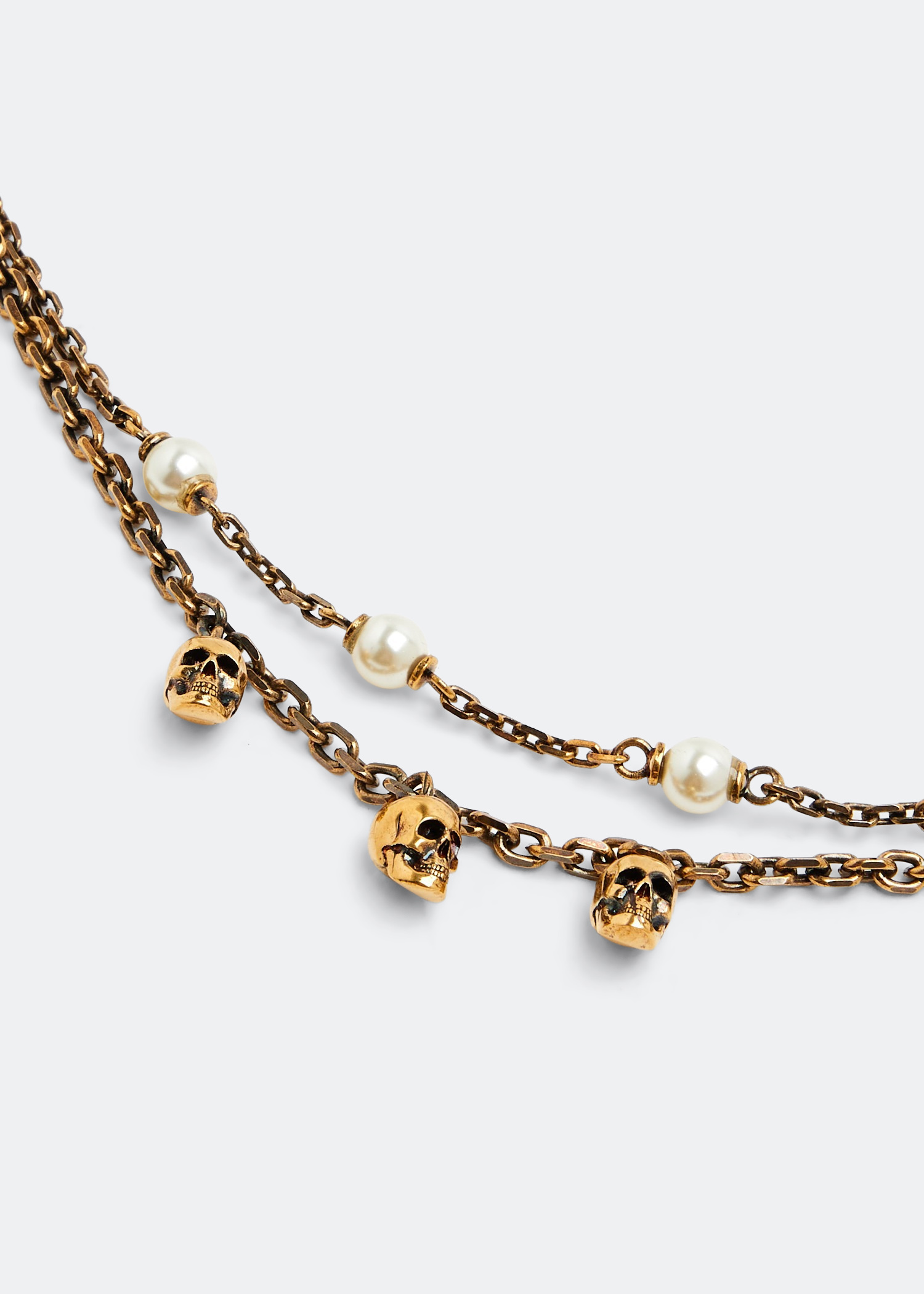 McQueen Pearl Skull chain bracelet for Women - Gold in UAE