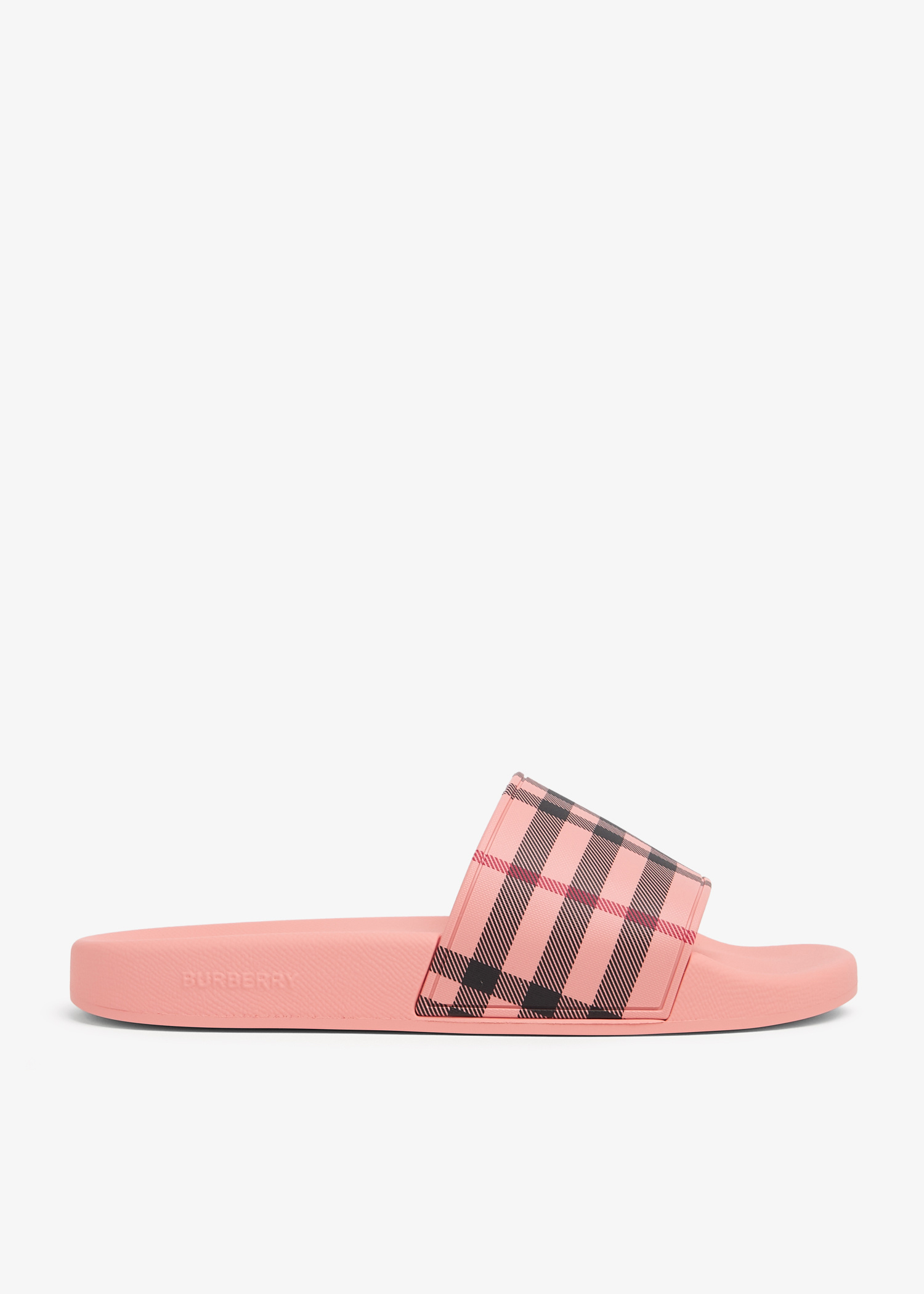 サンダル・ミュール Burberry pink monogram furley slides Burberry Men's Furley Check Slide Sandals | Neiman Marcus
