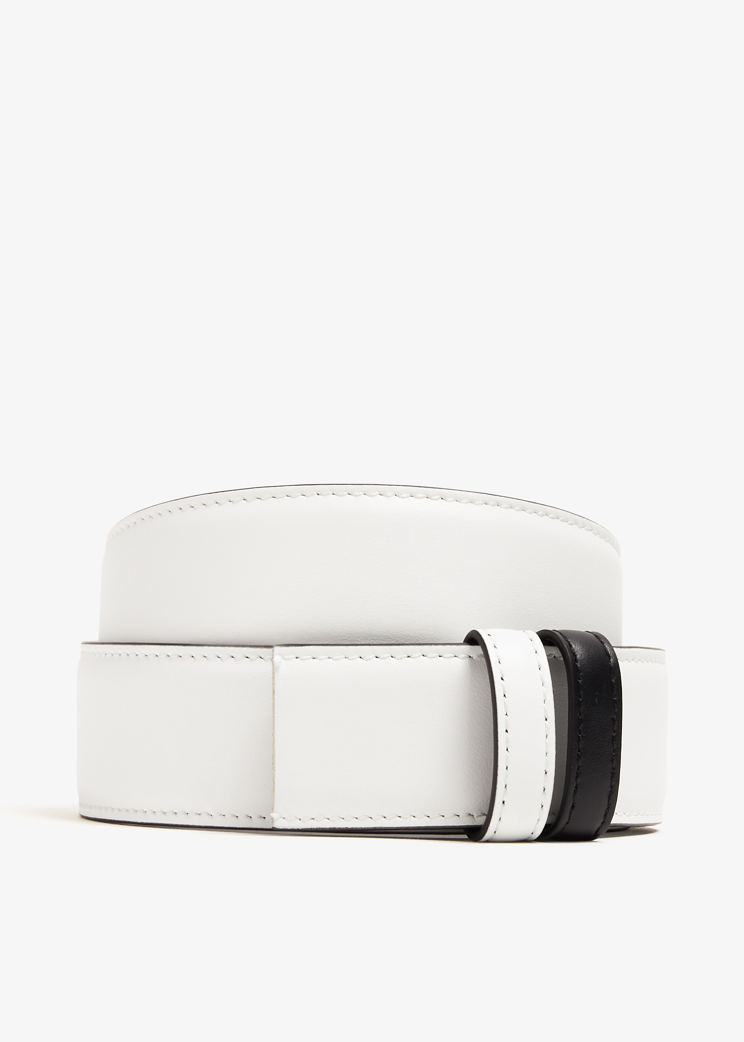 DOLCE & GABBANA Belt White Leather Wide Silver Metal Buckle