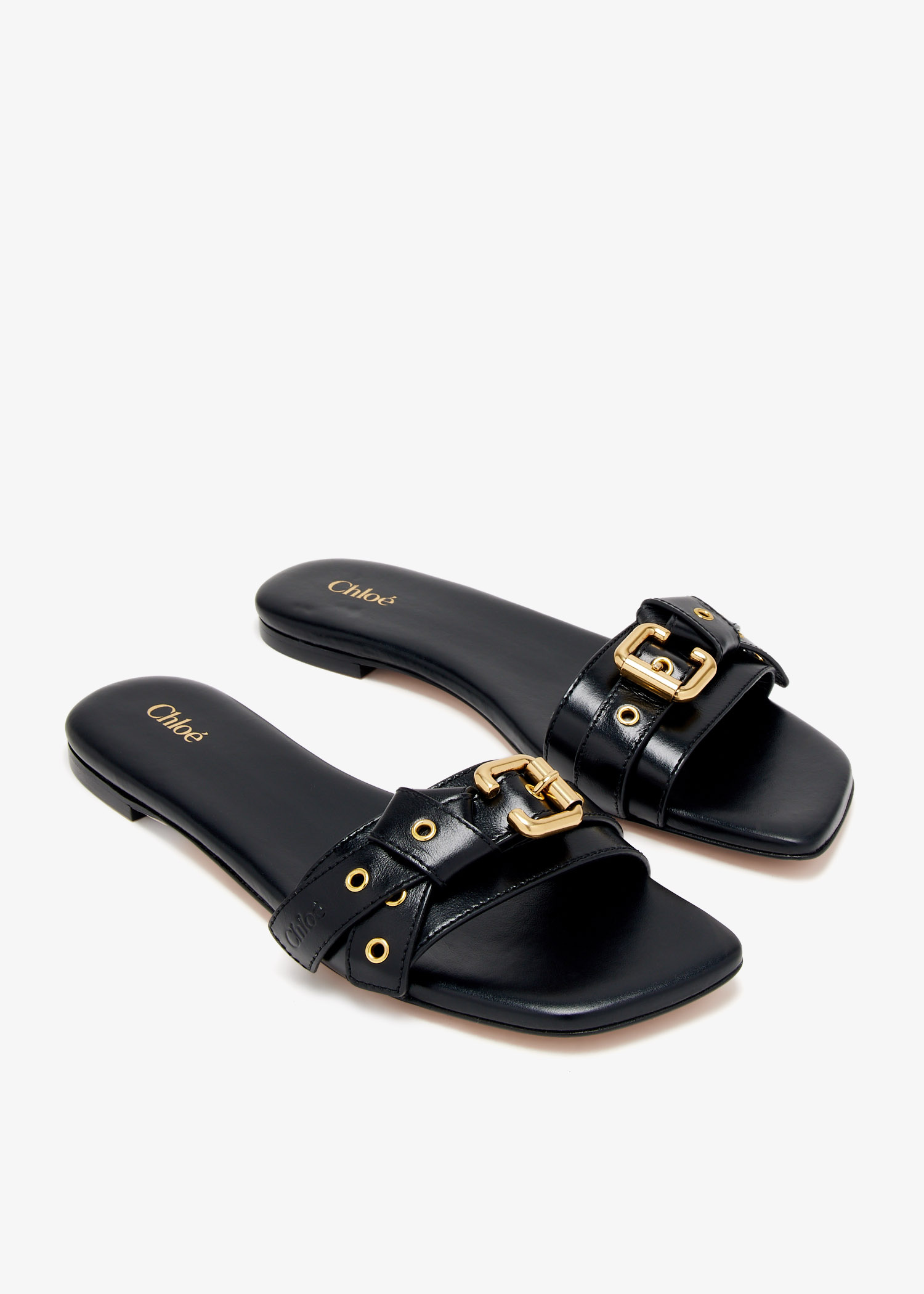 サンダル・ミュール CHLOE Women Sandals CHC25S08NQJ 001 BLACK Chloé Black low heel shoes in leather | TheDoubleF