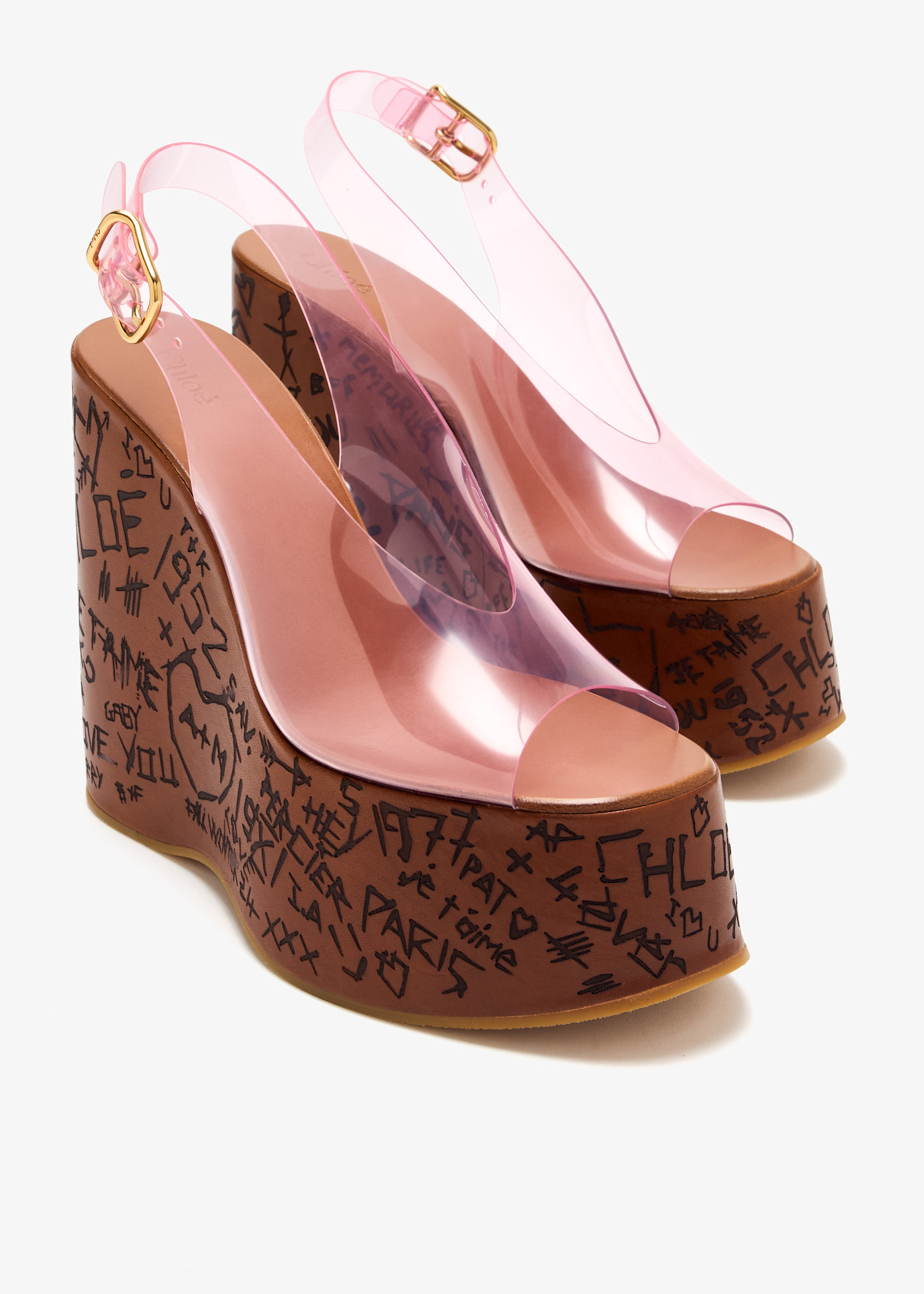 Chloé Maxime wedge sandals for Women - Pink in UAE | Level Shoes