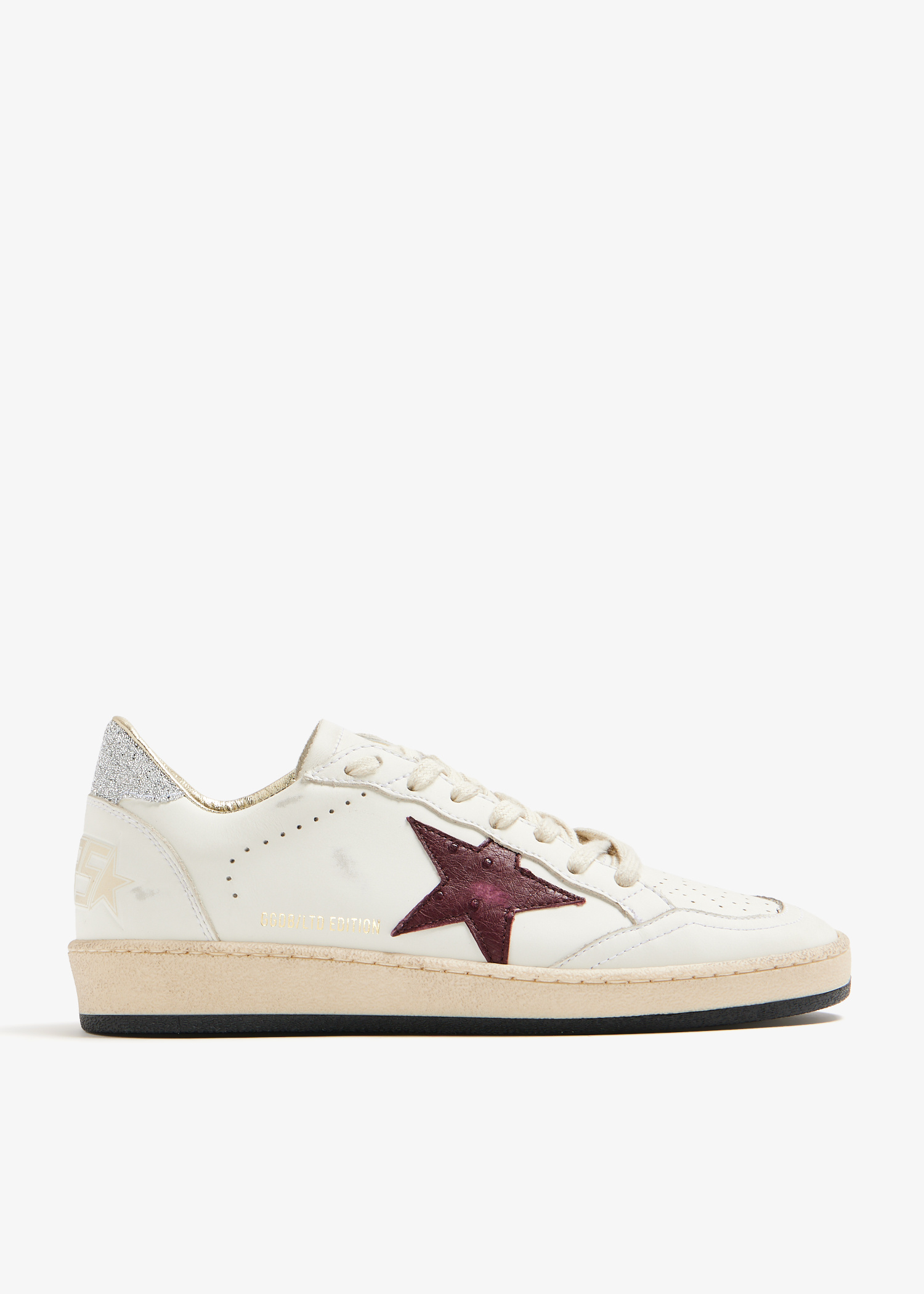 ★Golden ★ Ball Star Black Tab Sneakers White GWF00117 Women's Ball Star in nappa with black star and black heel tab