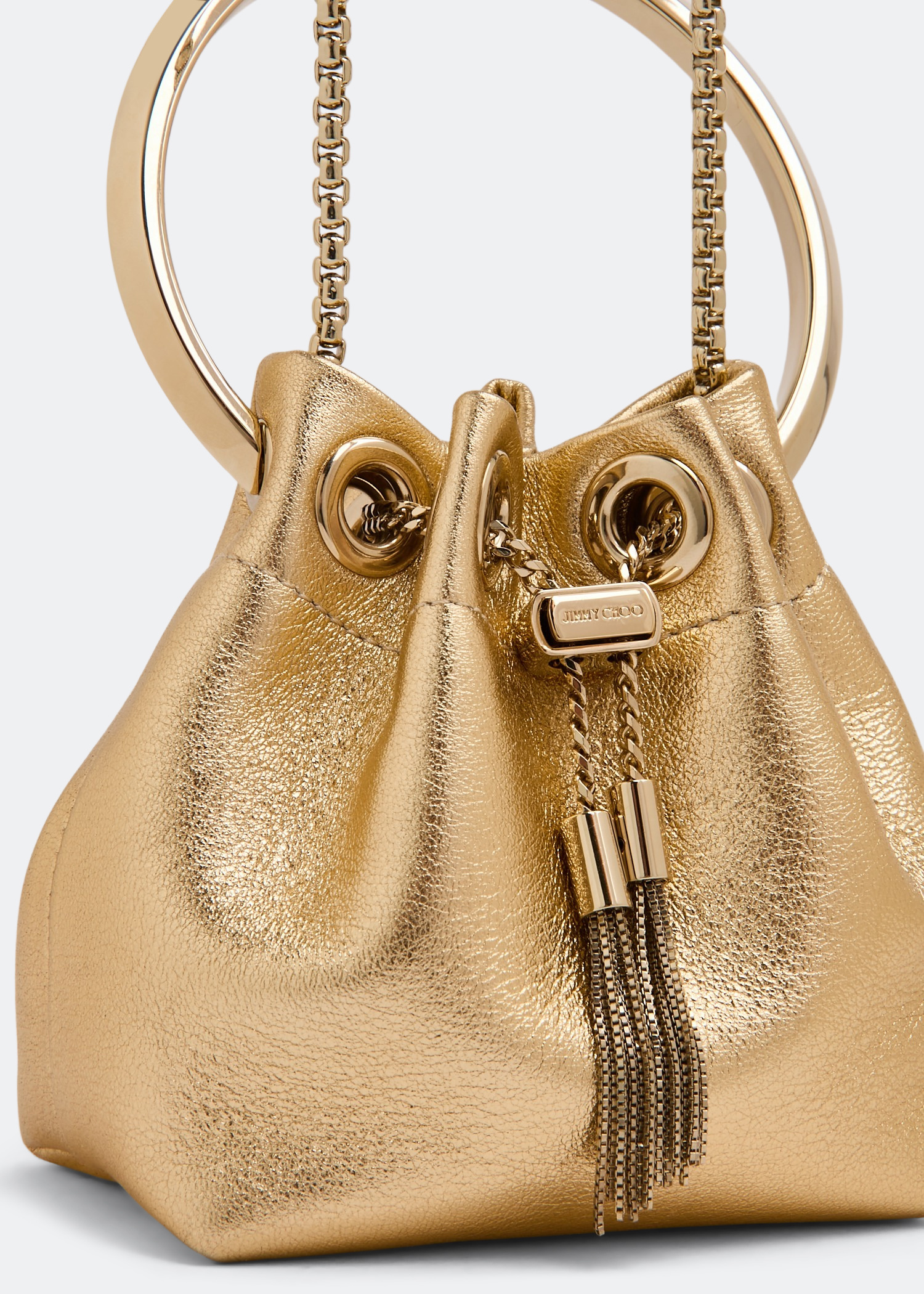 MICRO BON BON | Silver Crystal Mesh Bag with Metal Handle