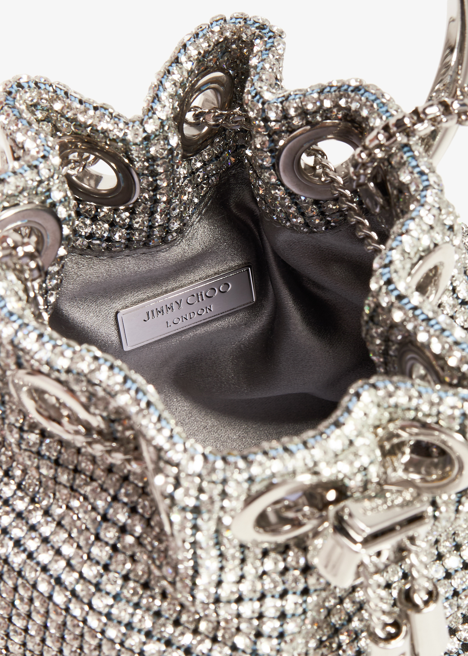 Jimmy Choo Micro Bon Bon bucket bag for Women - Silver in