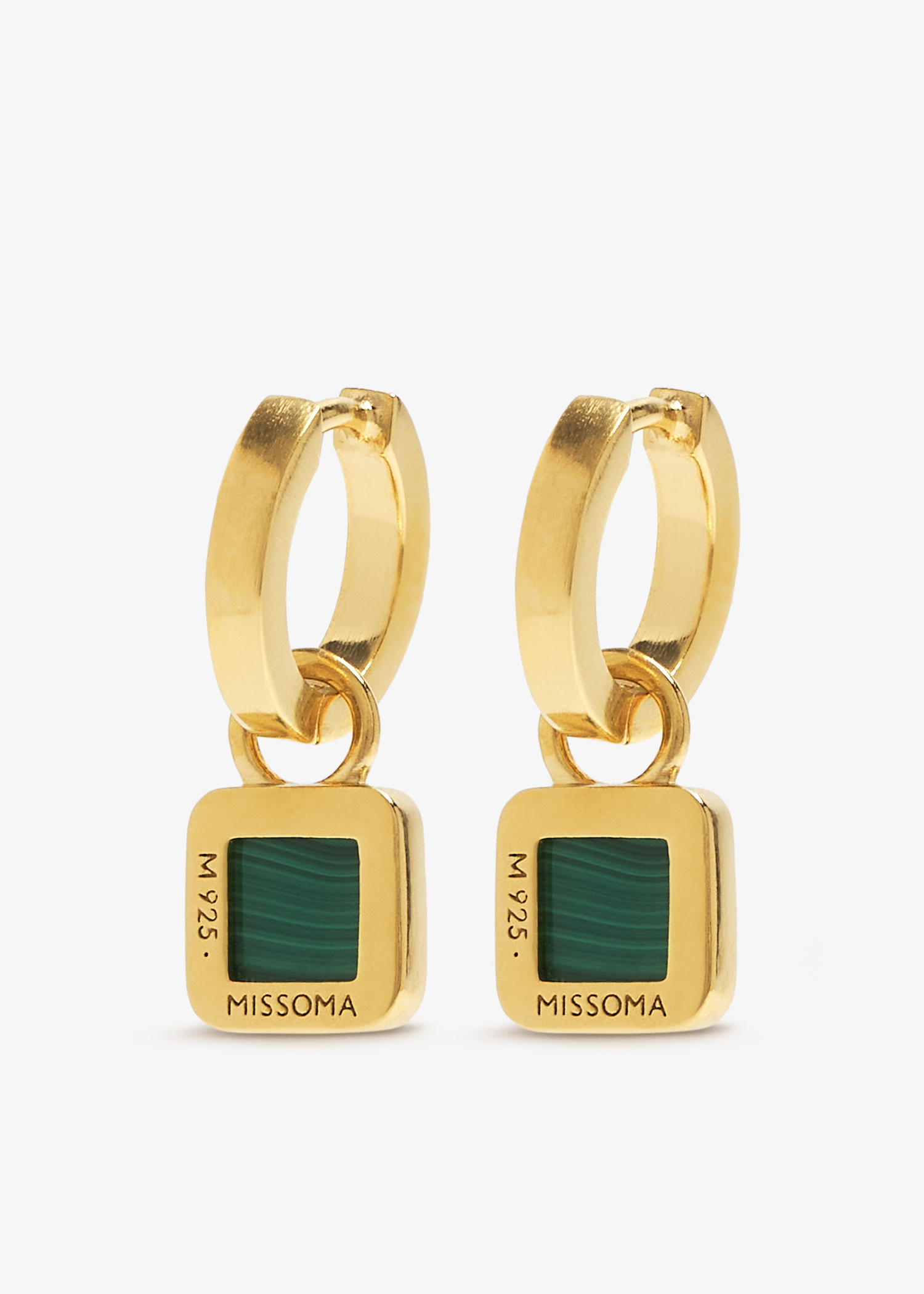 ★MISSOMA★ LUCY WILLIAMS SQUARE MALACHITE CHARM EARRINGS Missoma x Lucy Williams Square Malachite mini earrings for