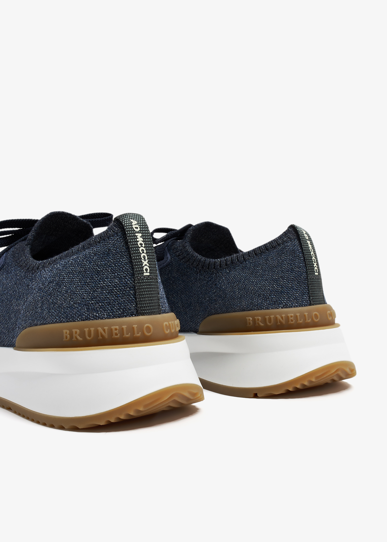 Brunello Cucinelli Cotton chiné knit sneakers for Men - Blue